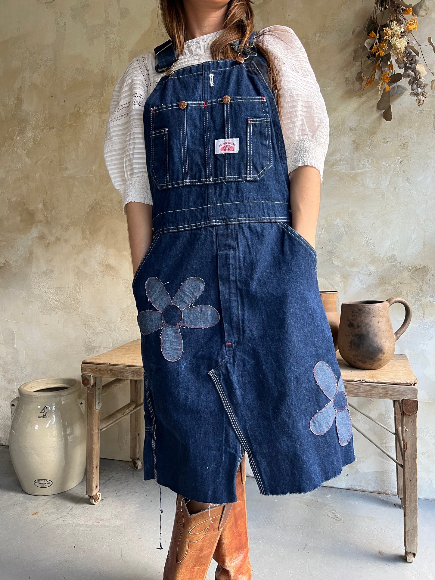 Reworked Daisy Denim Overall Dress