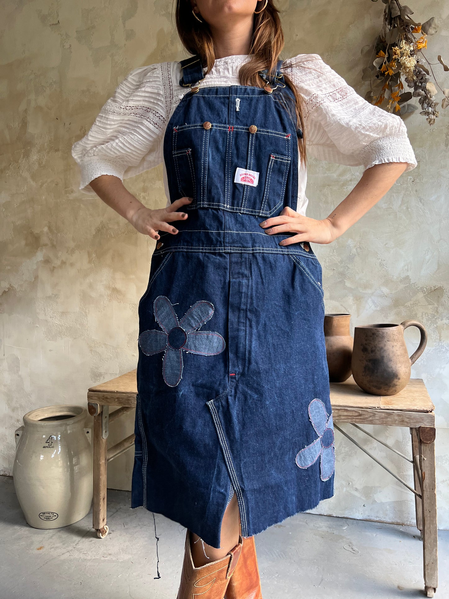 Reworked Daisy Denim Overall Dress