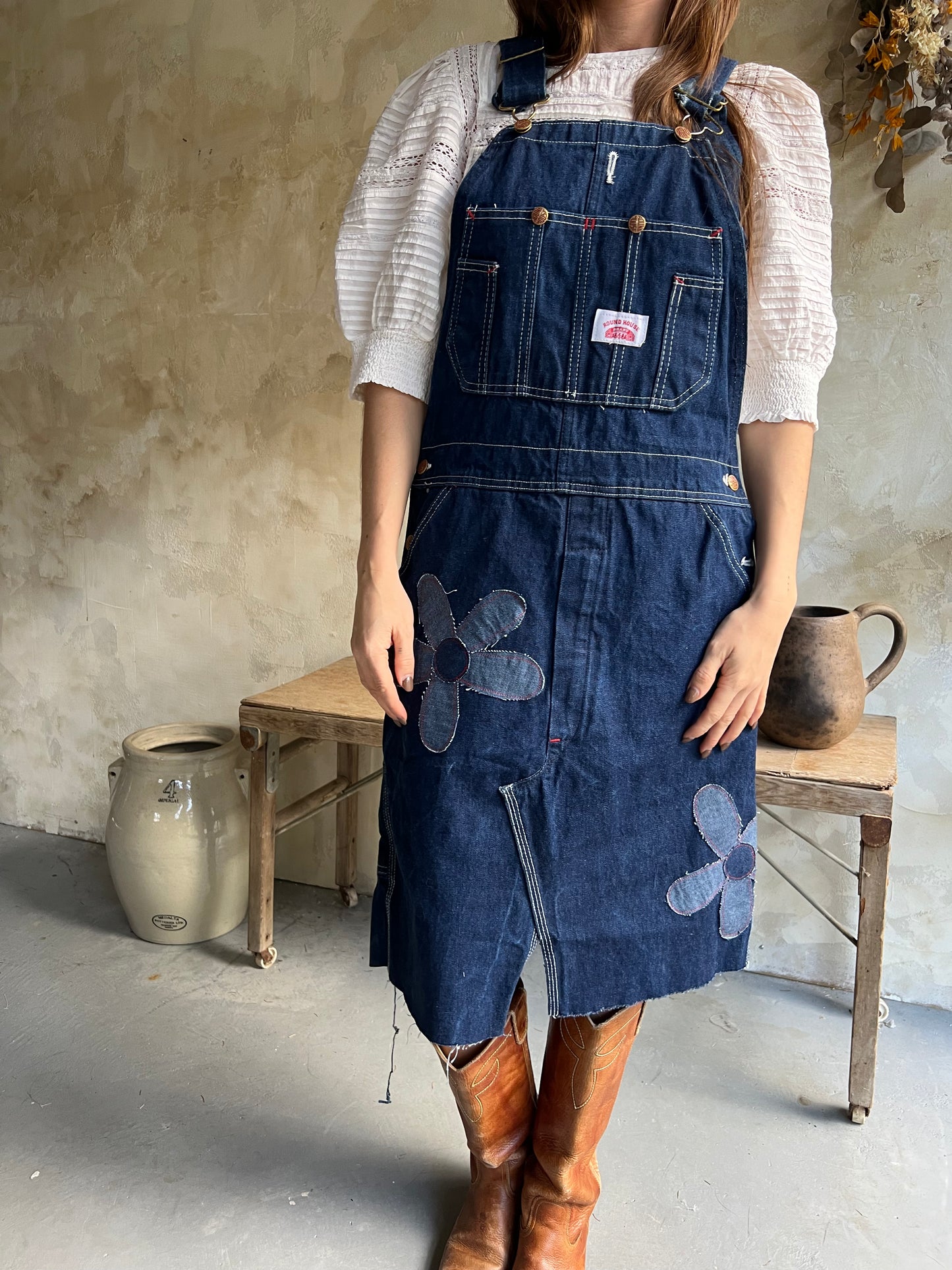 Reworked Daisy Denim Overall Dress