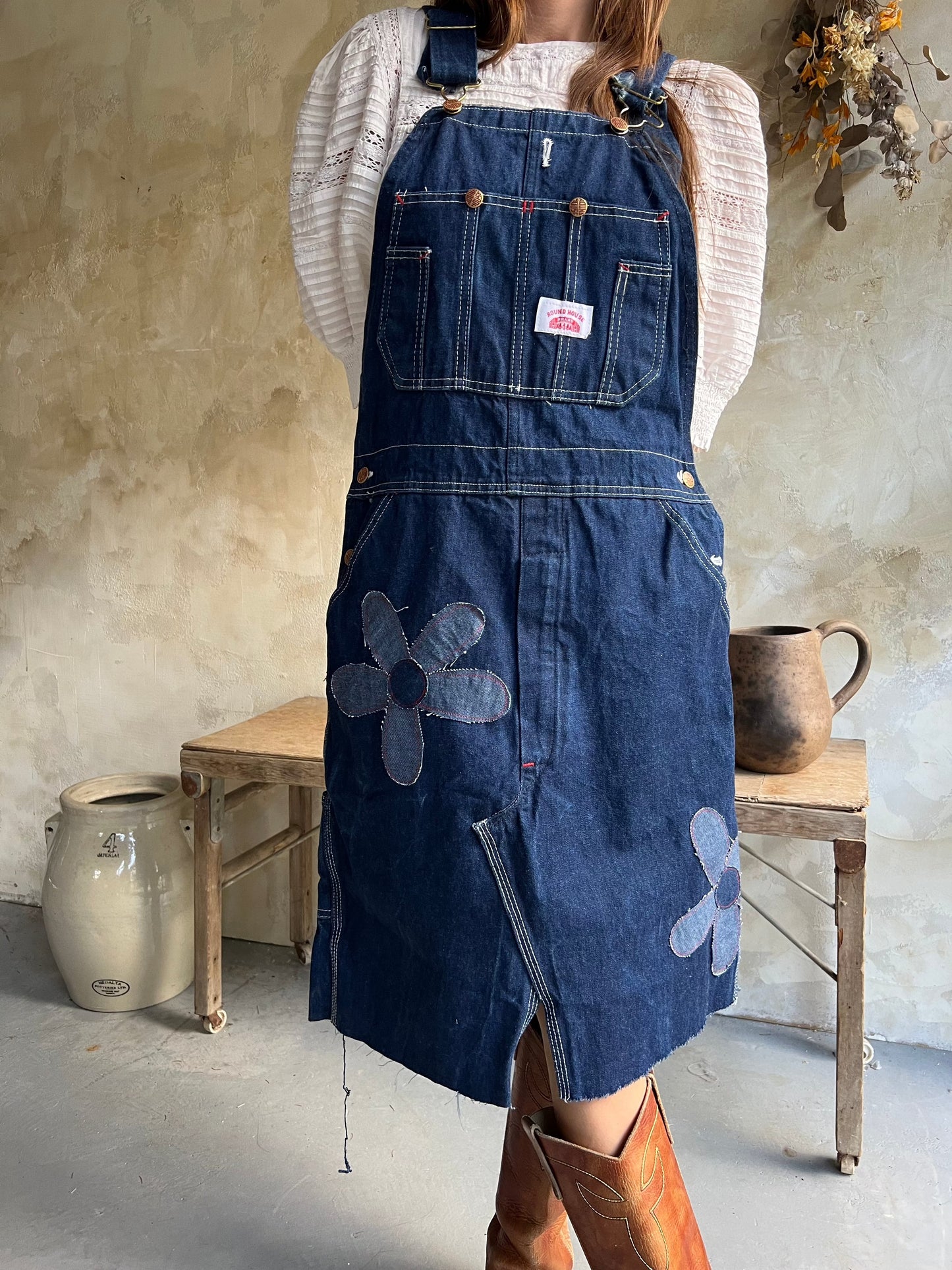 Reworked Daisy Denim Overall Dress