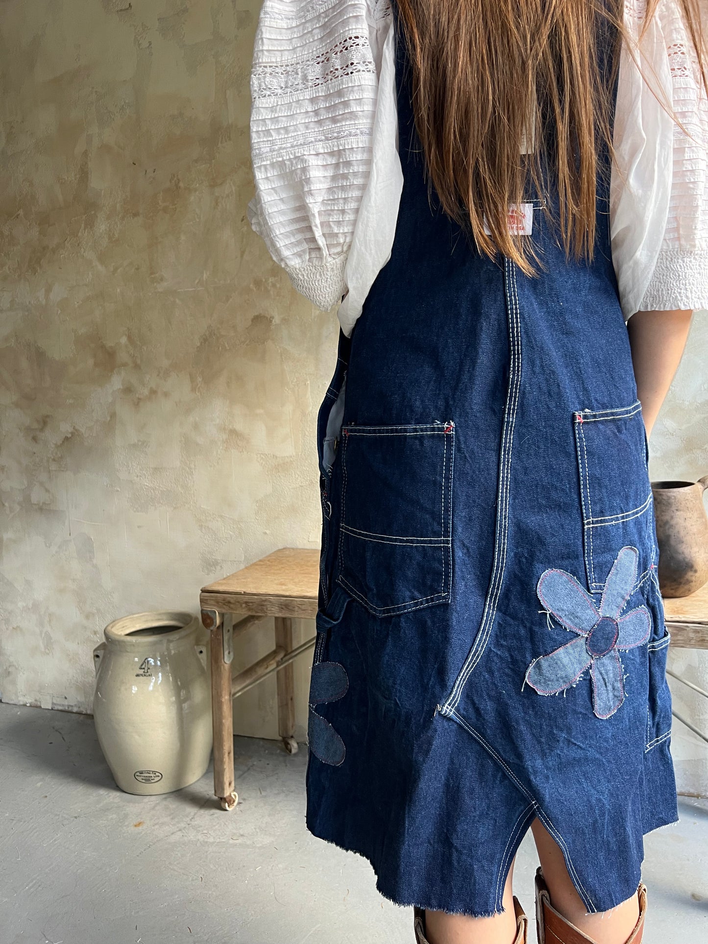 Reworked Daisy Denim Overall Dress