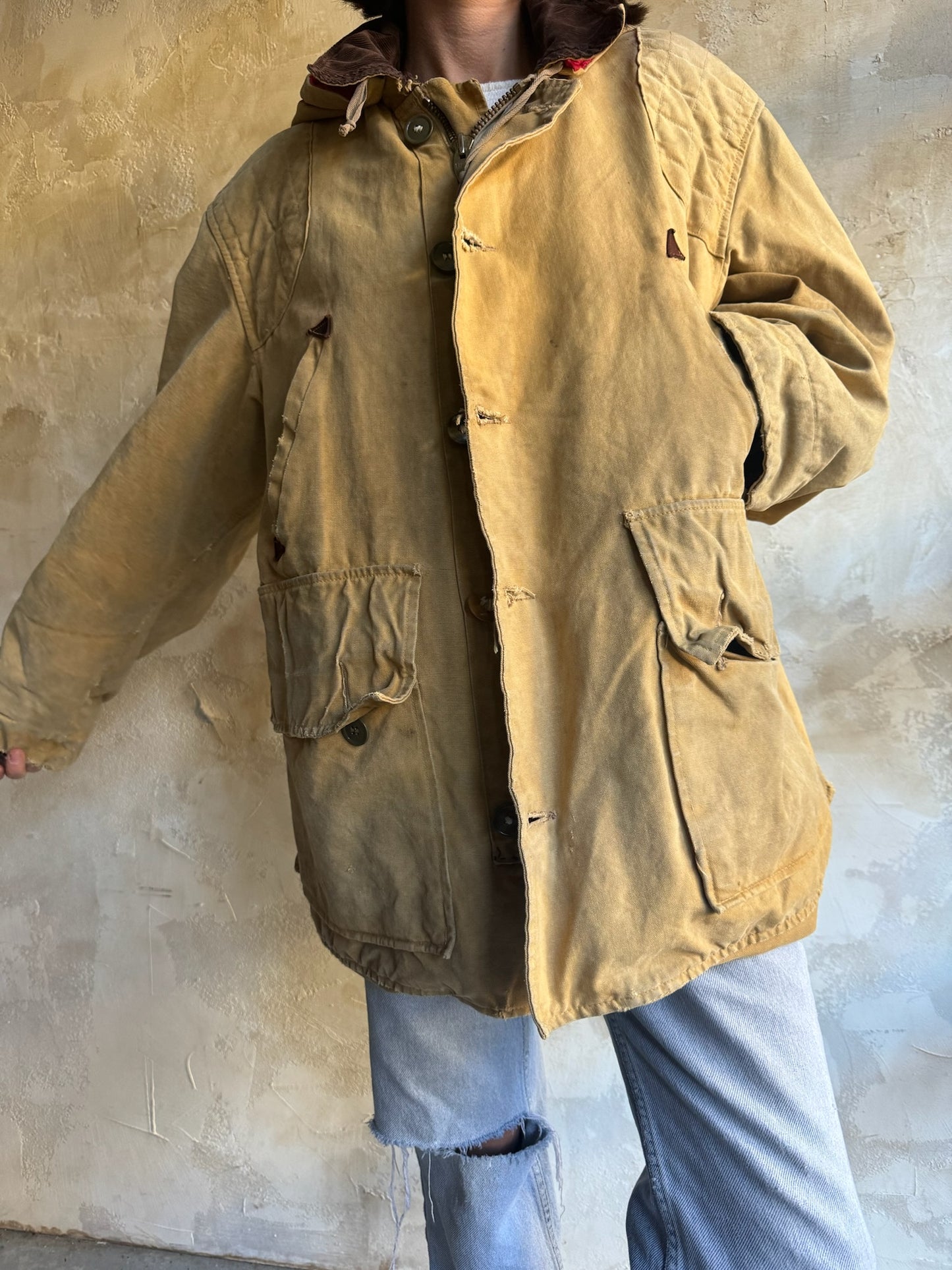 Vintage Khaki Fishermans Jacket