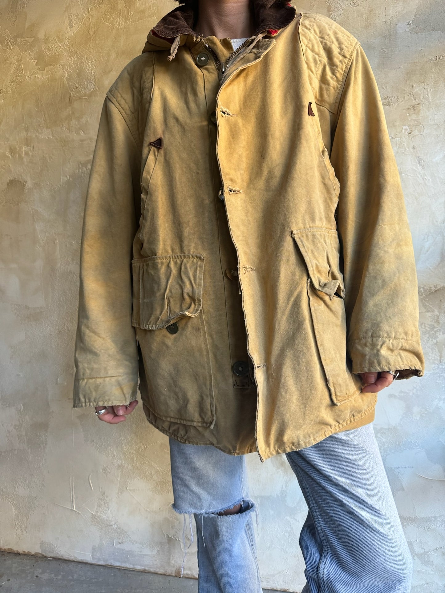 Vintage Khaki Fishermans Jacket