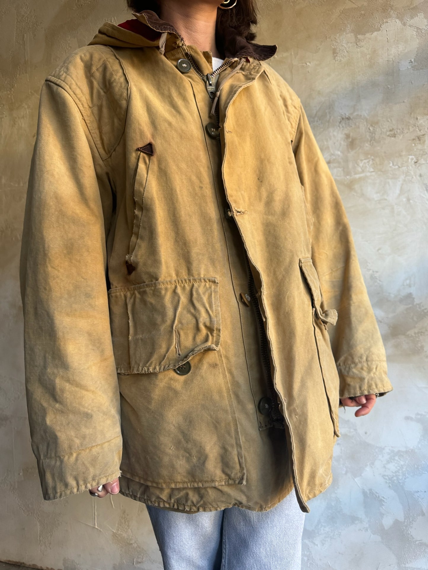 Vintage Khaki Fishermans Jacket