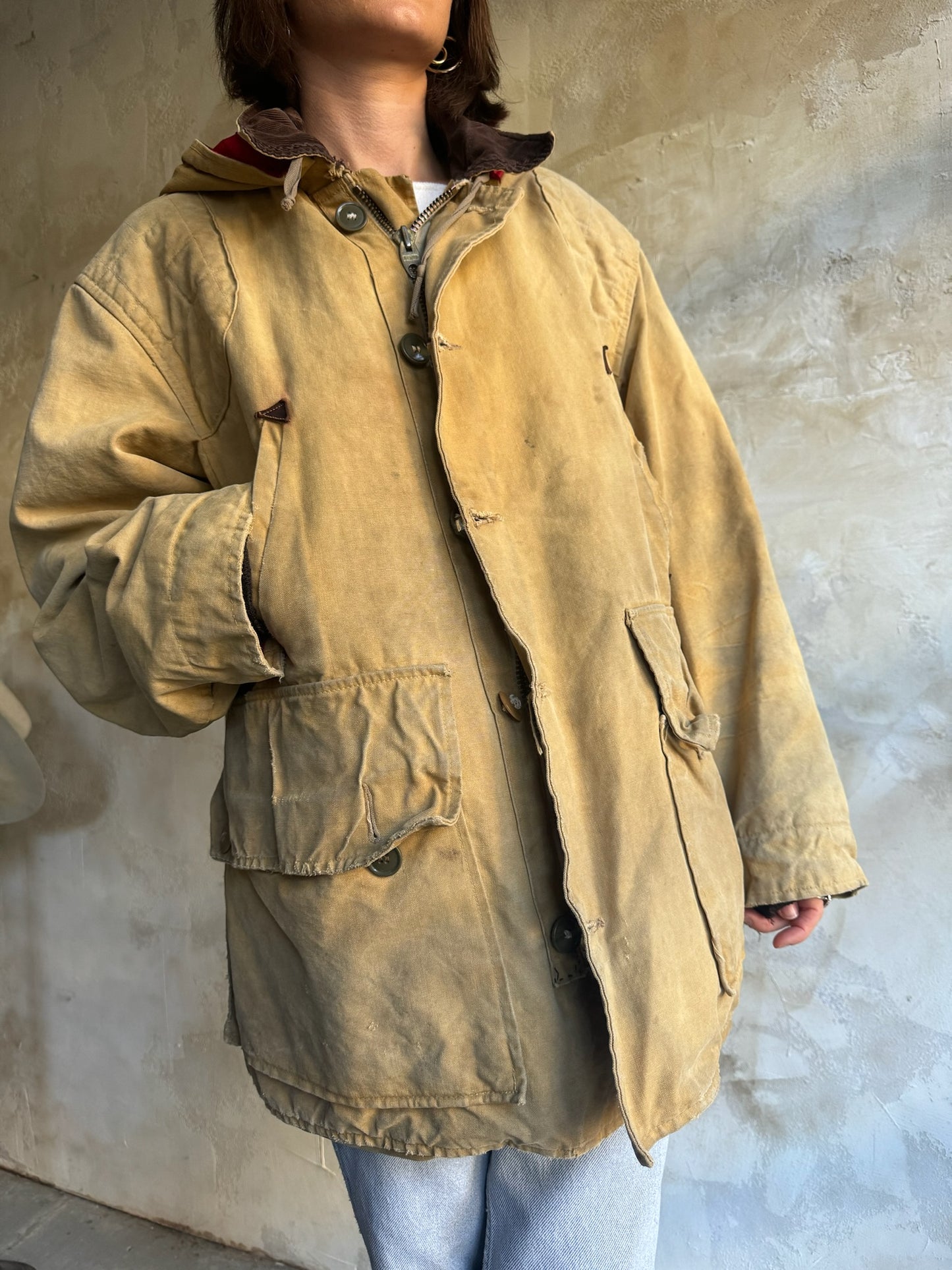 Vintage Khaki Fishermans Jacket