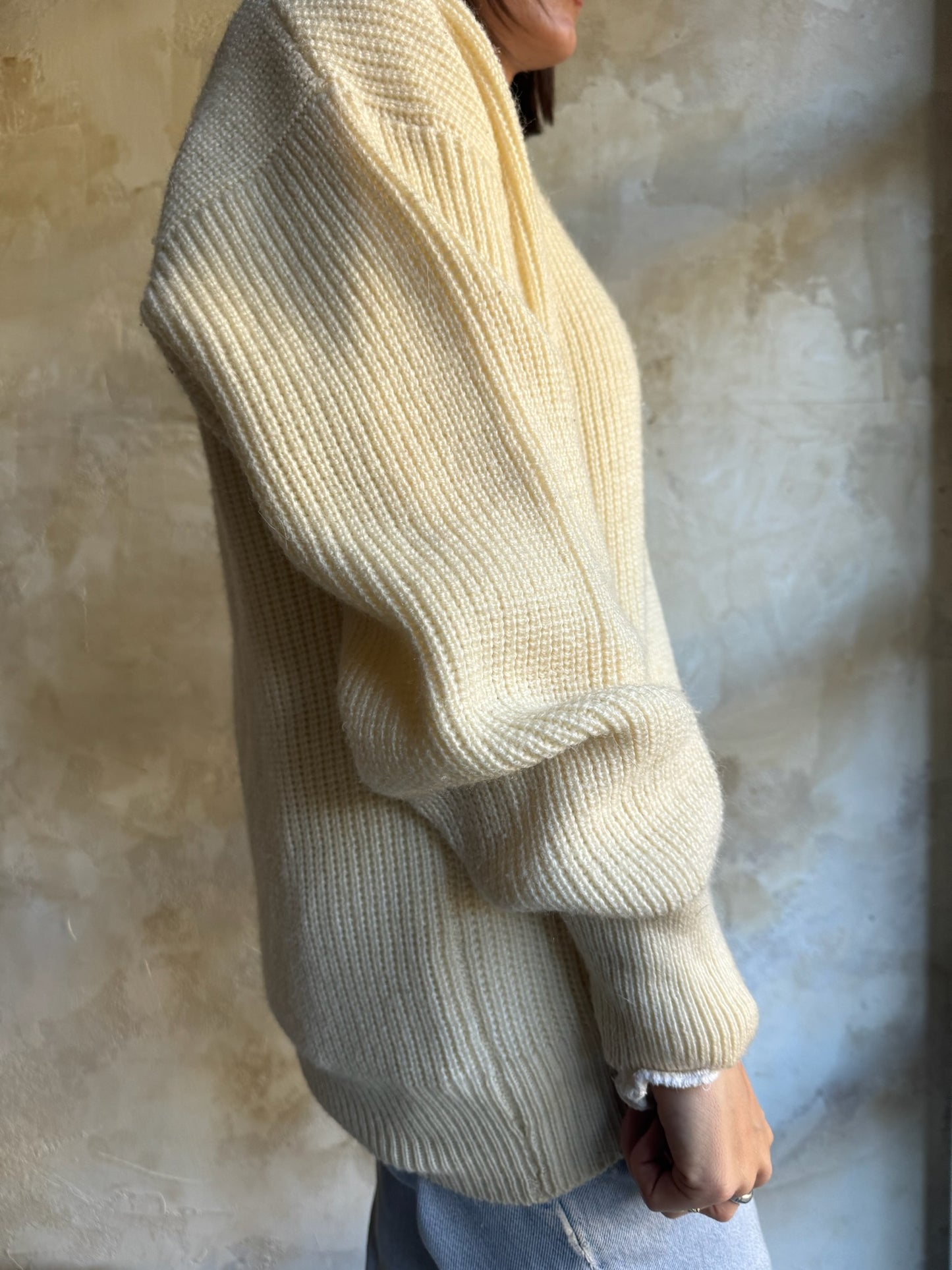 Butter Cream Ribbed Knit Sweater