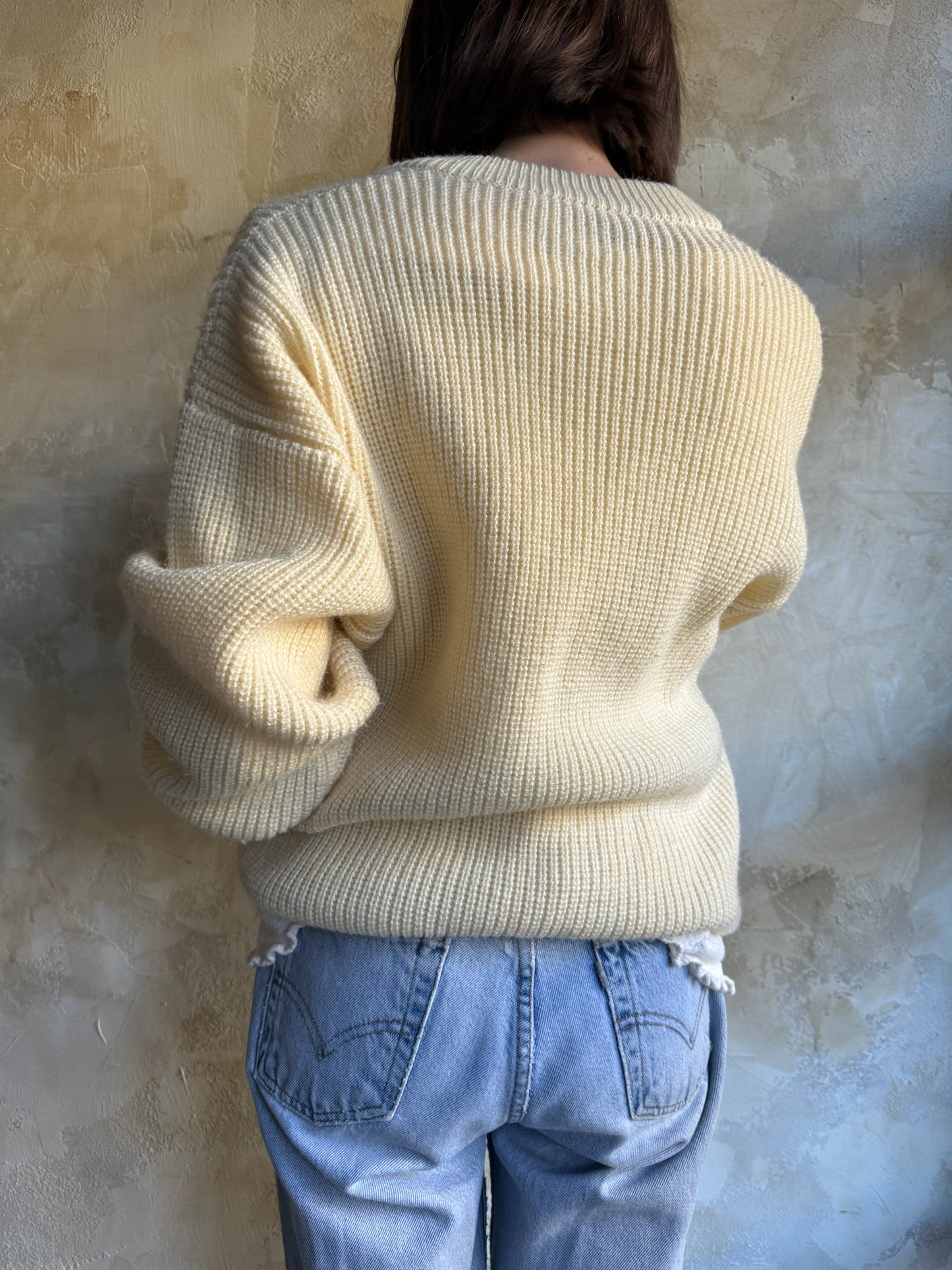 Butter Cream Ribbed Knit Sweater