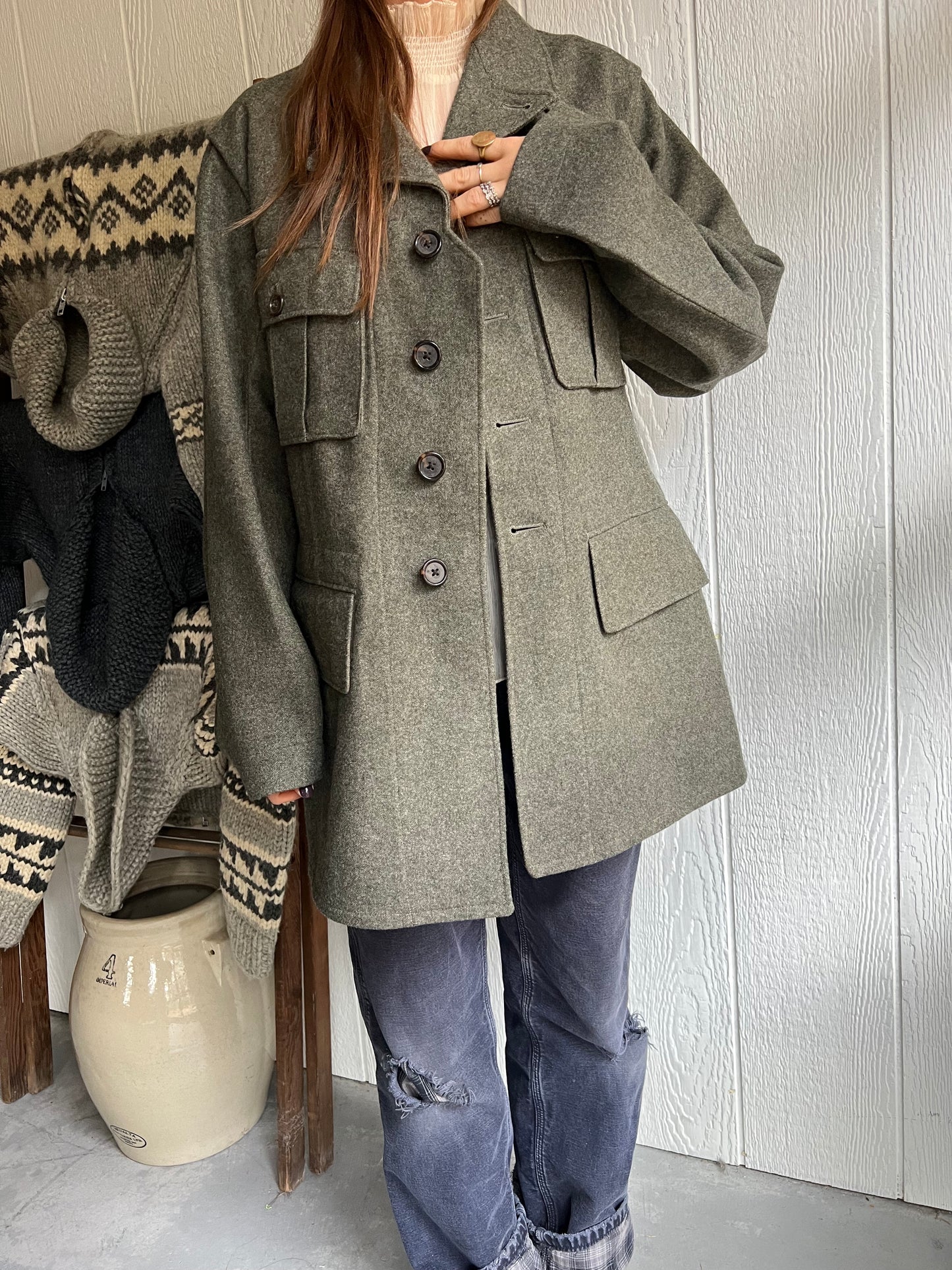 Military Grey Wool Jacket