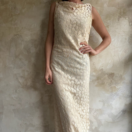 Lace Cream Long Dress