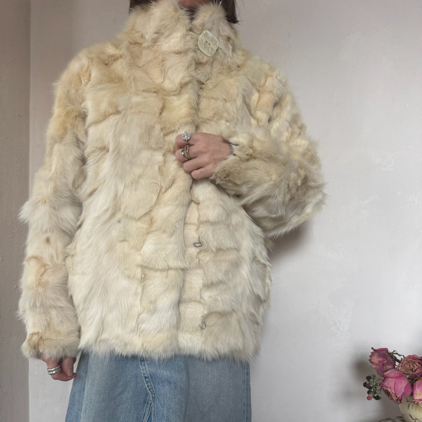 Rabbit Fur Drop Shoulder Jacket