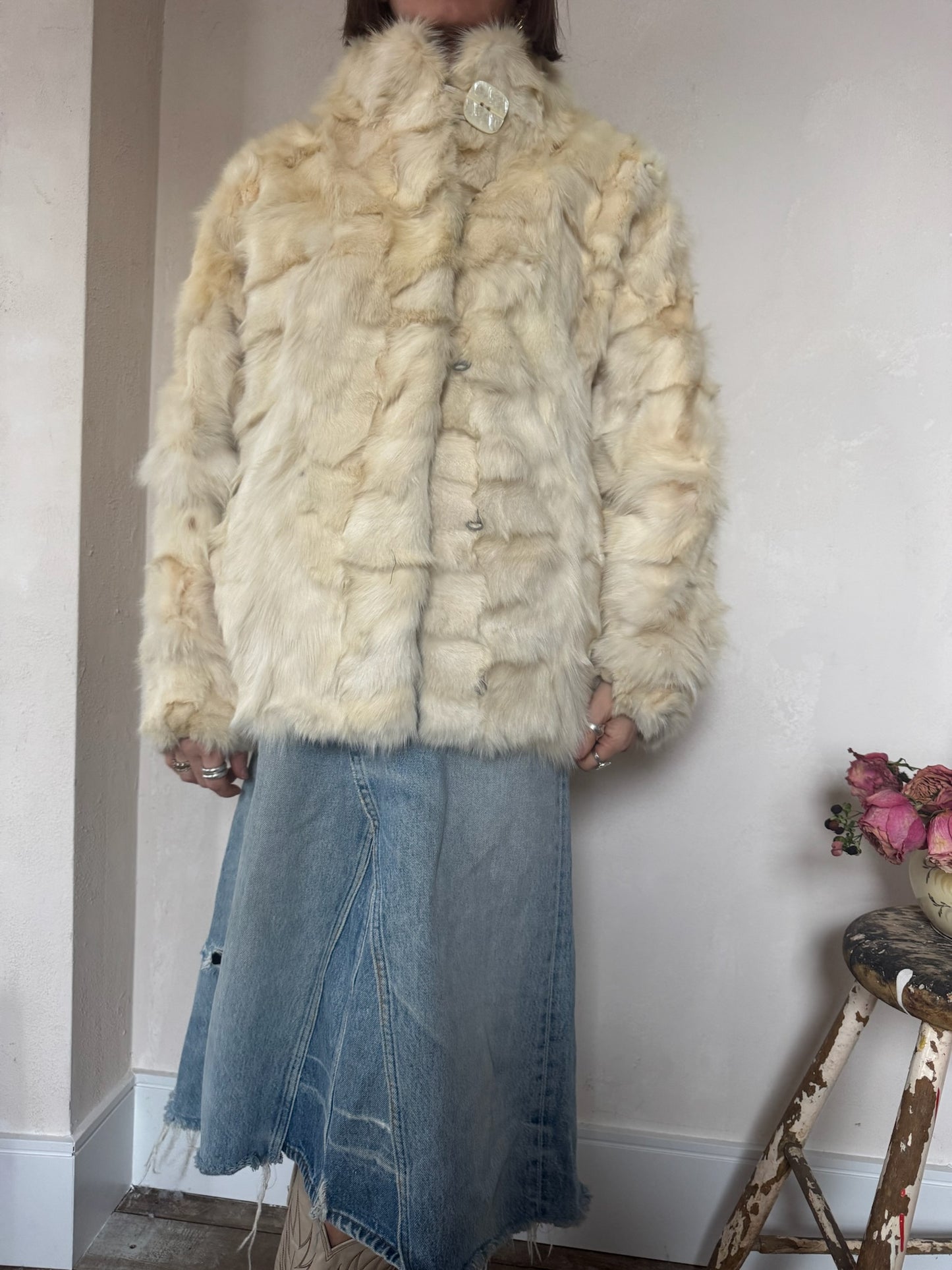 Rabbit Fur Drop Shoulder Jacket