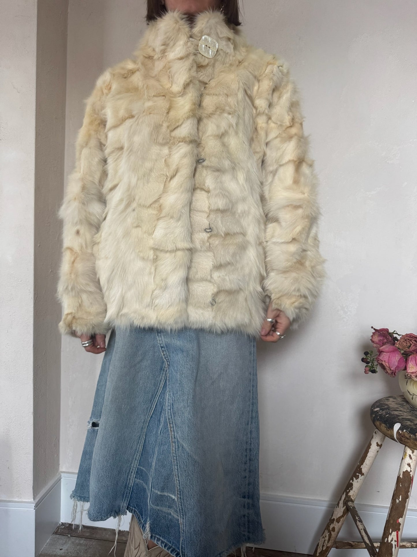 Rabbit Fur Drop Shoulder Jacket