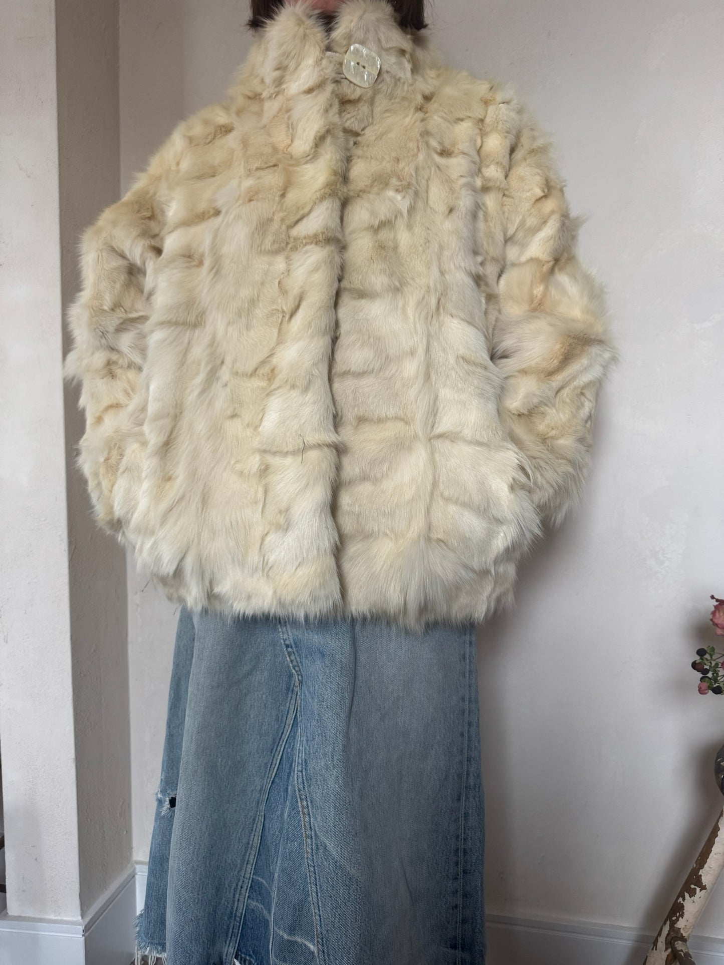 Rabbit Fur Drop Shoulder Jacket