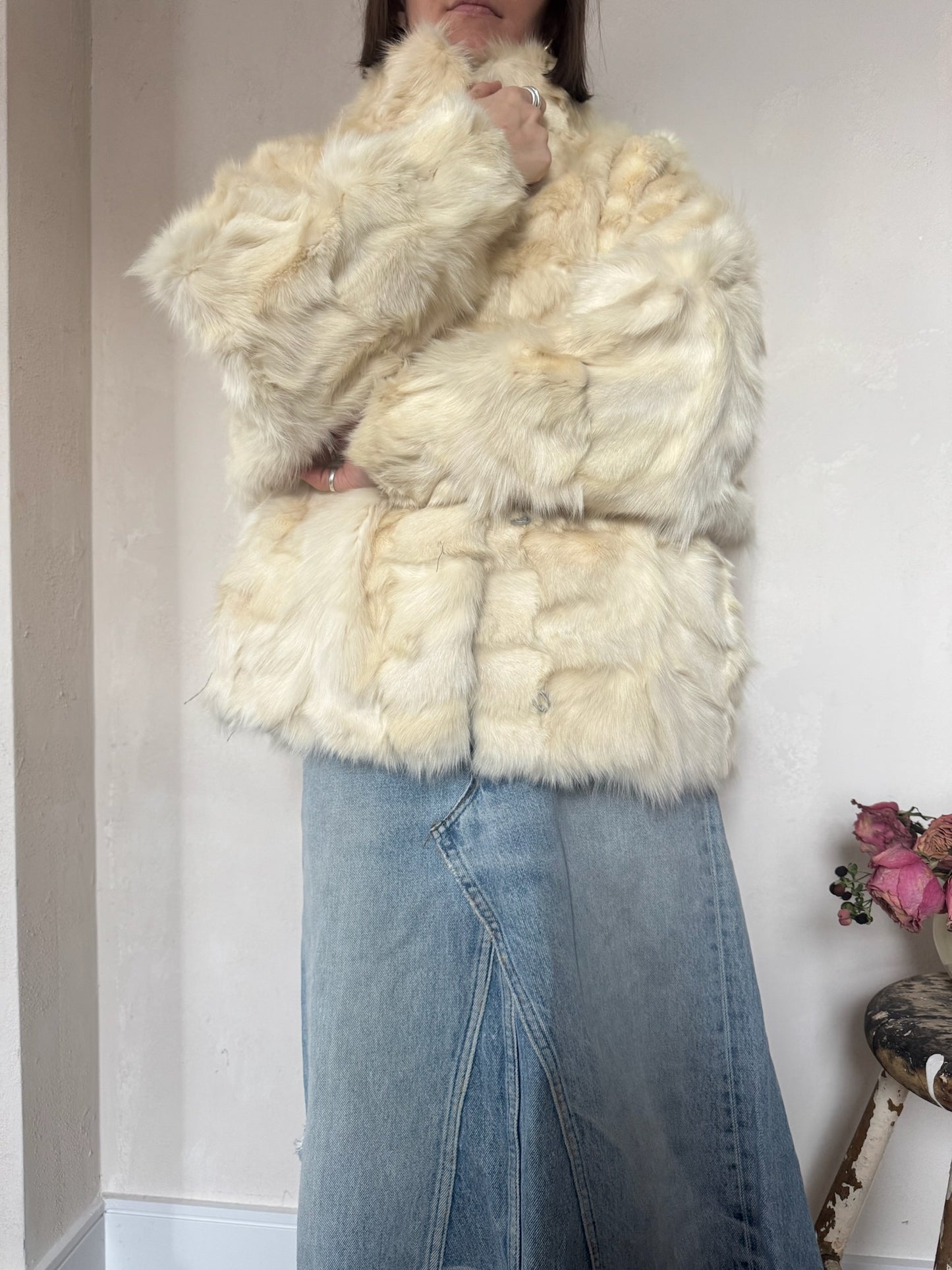 Rabbit Fur Drop Shoulder Jacket