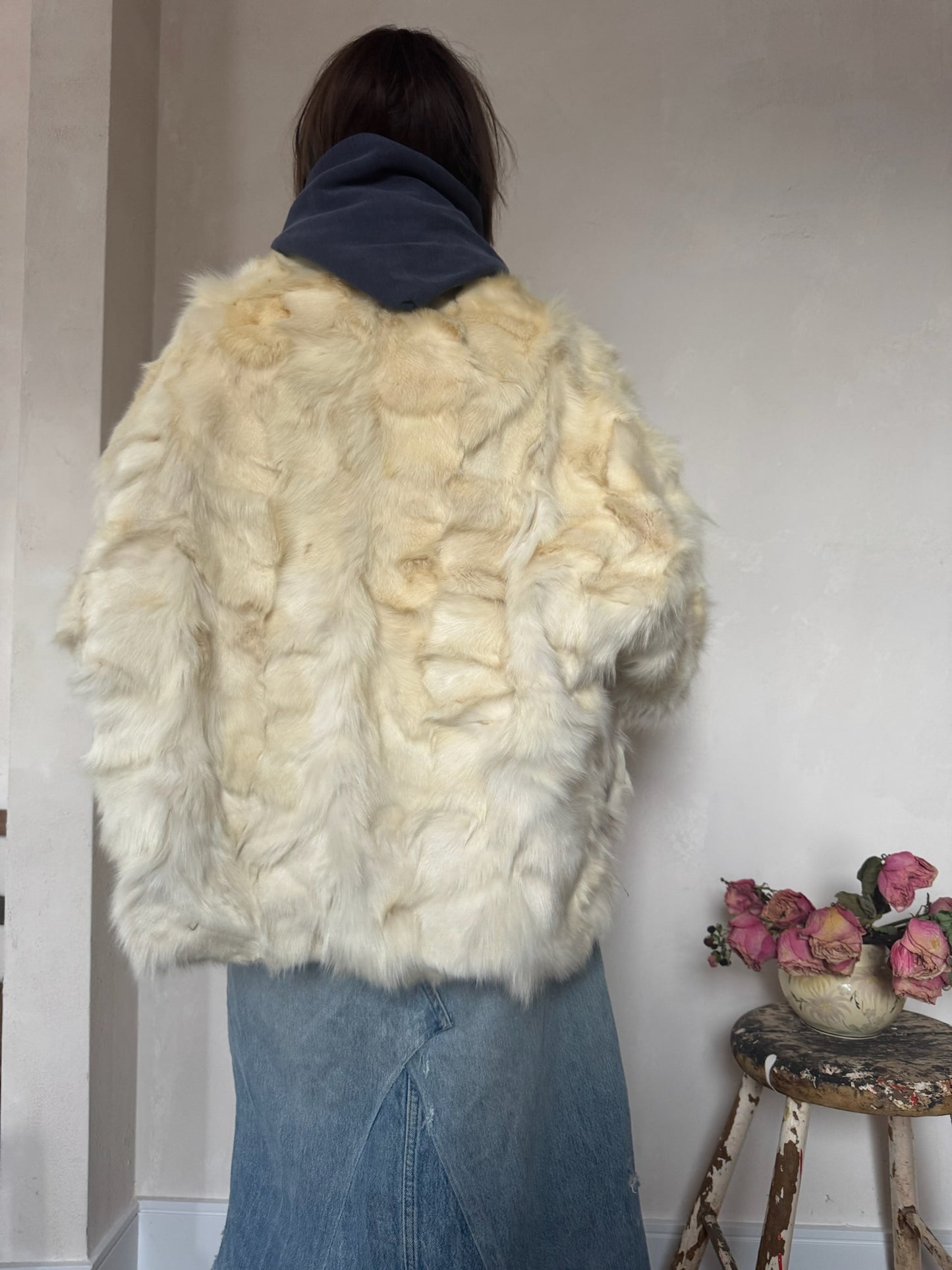 Rabbit Fur Drop Shoulder Jacket