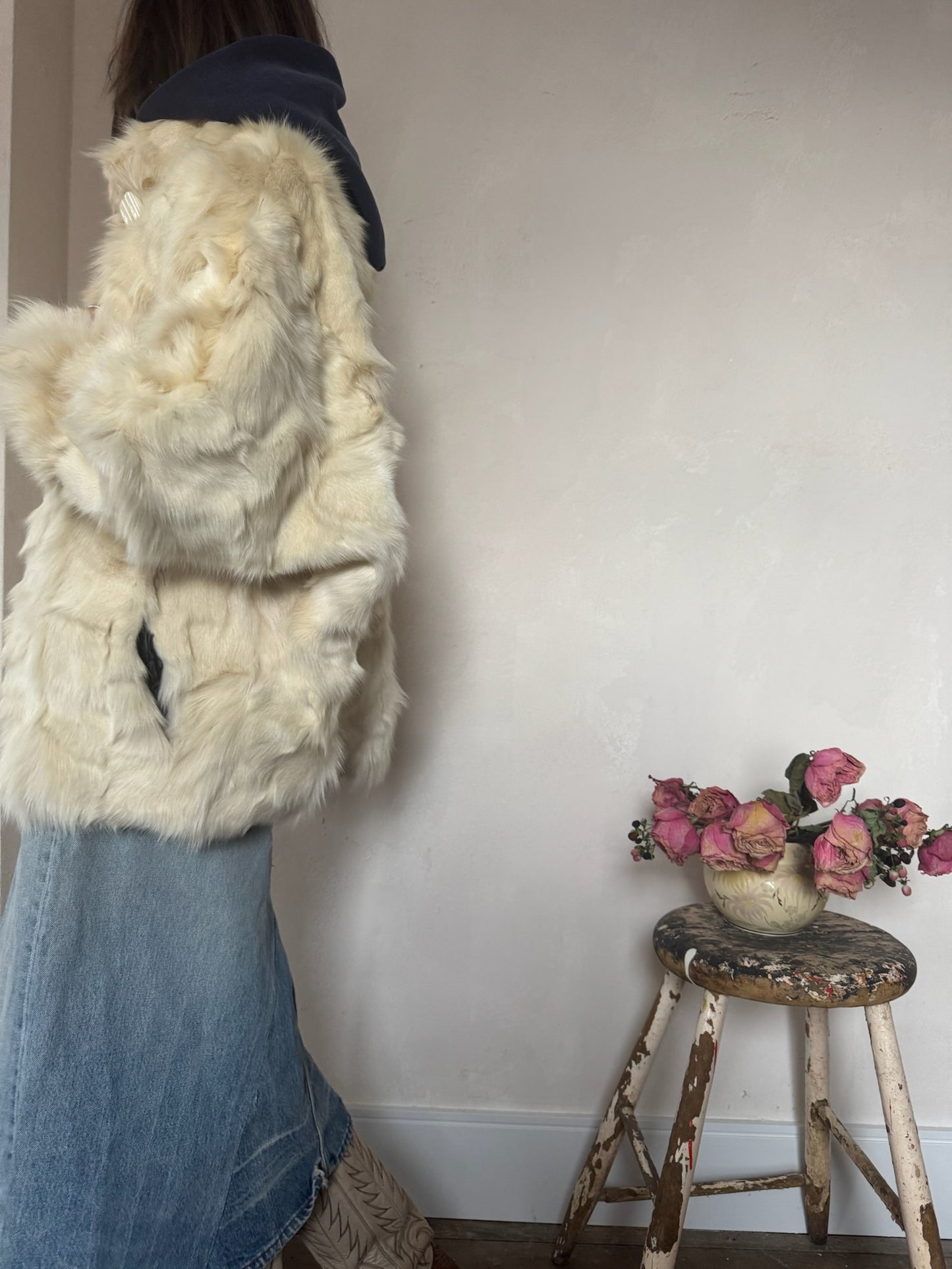 Rabbit Fur Drop Shoulder Jacket