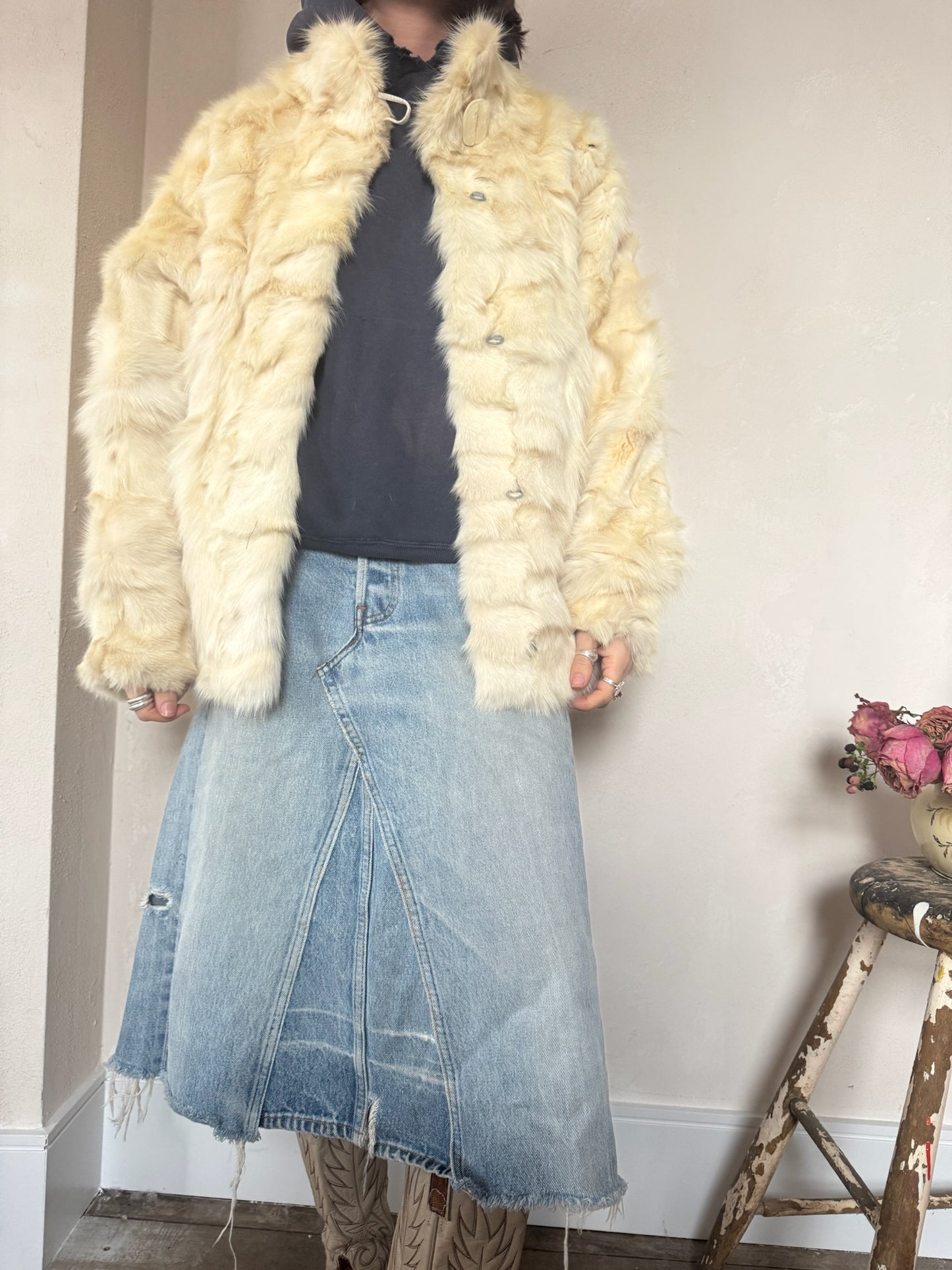 Rabbit Fur Drop Shoulder Jacket