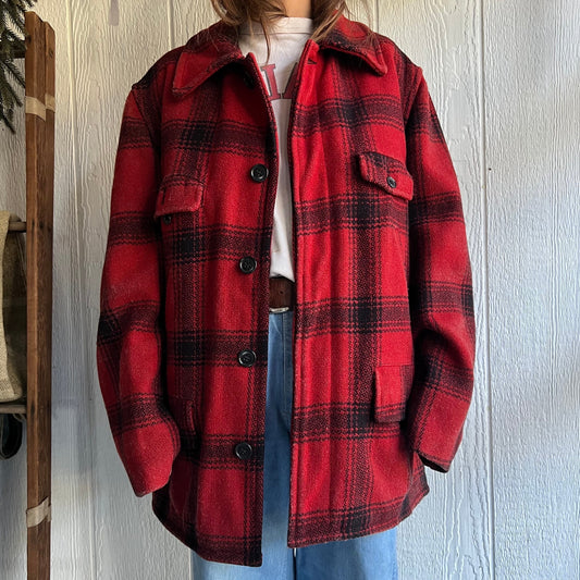 Vintage Red Wool Plaid Jacket