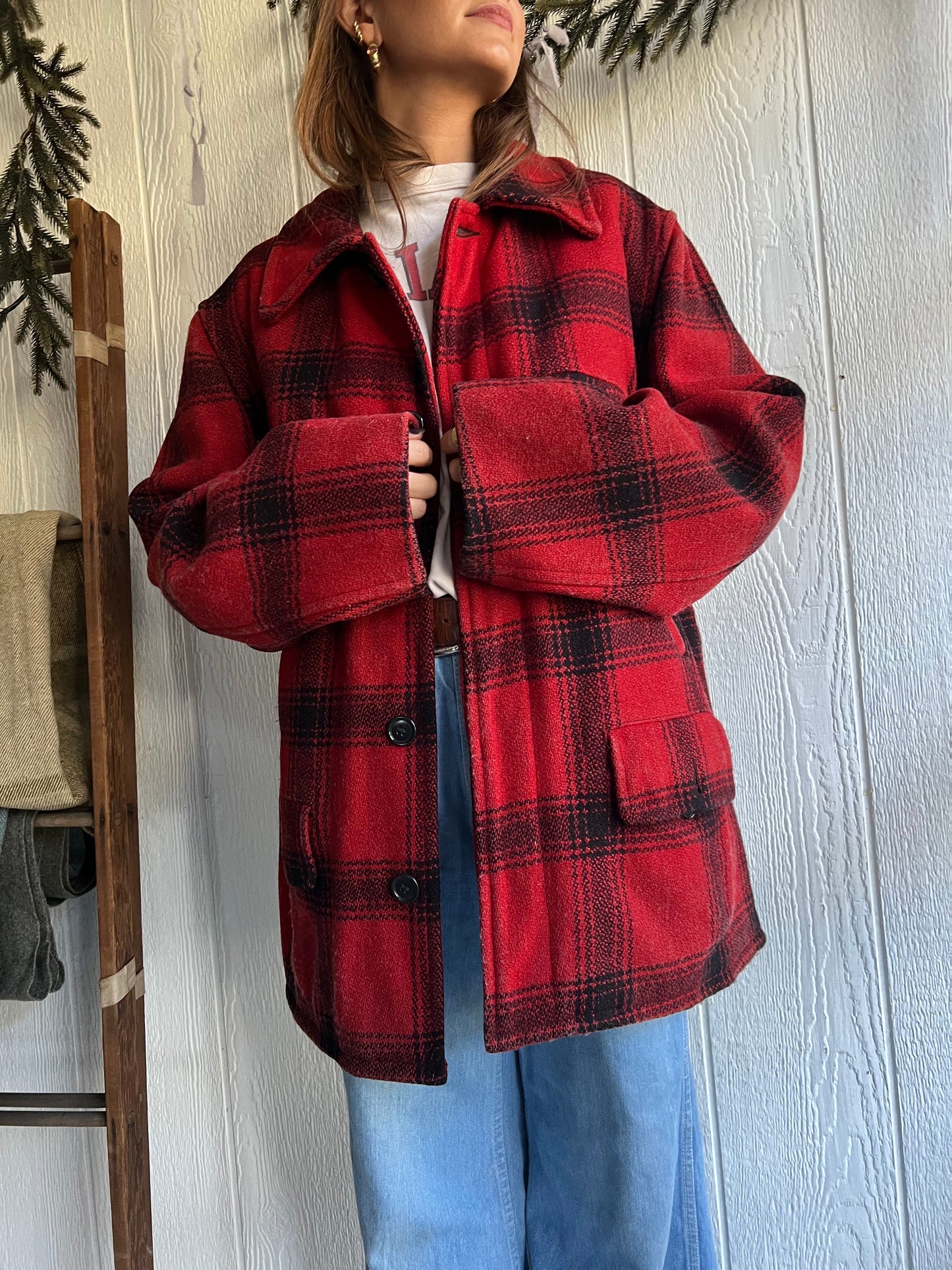 Vintage Red Wool Plaid Jacket