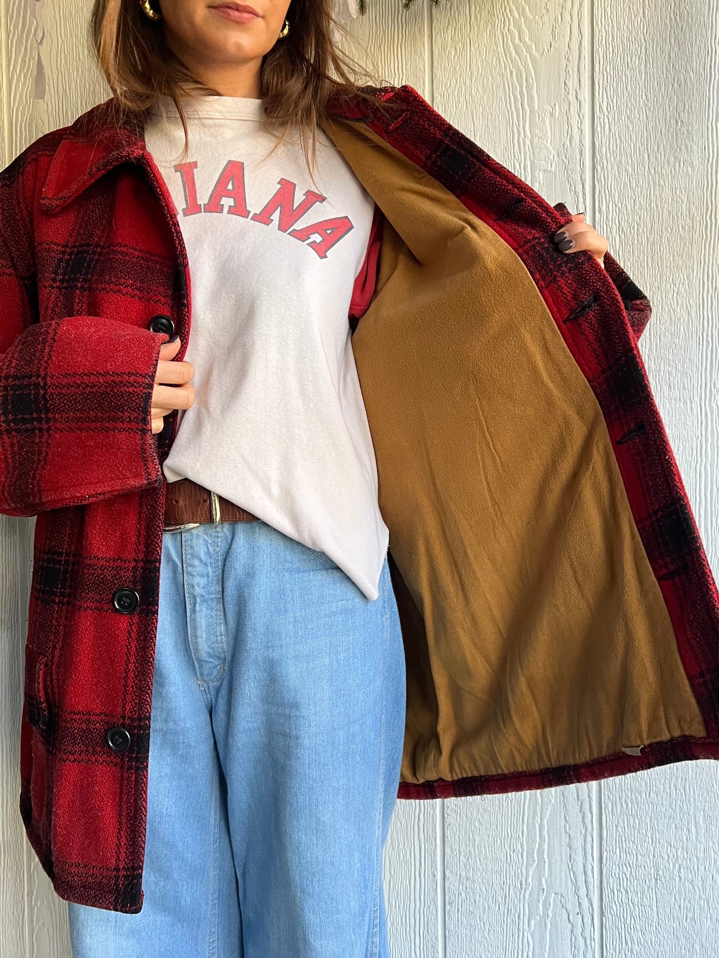 Vintage Red Wool Plaid Jacket