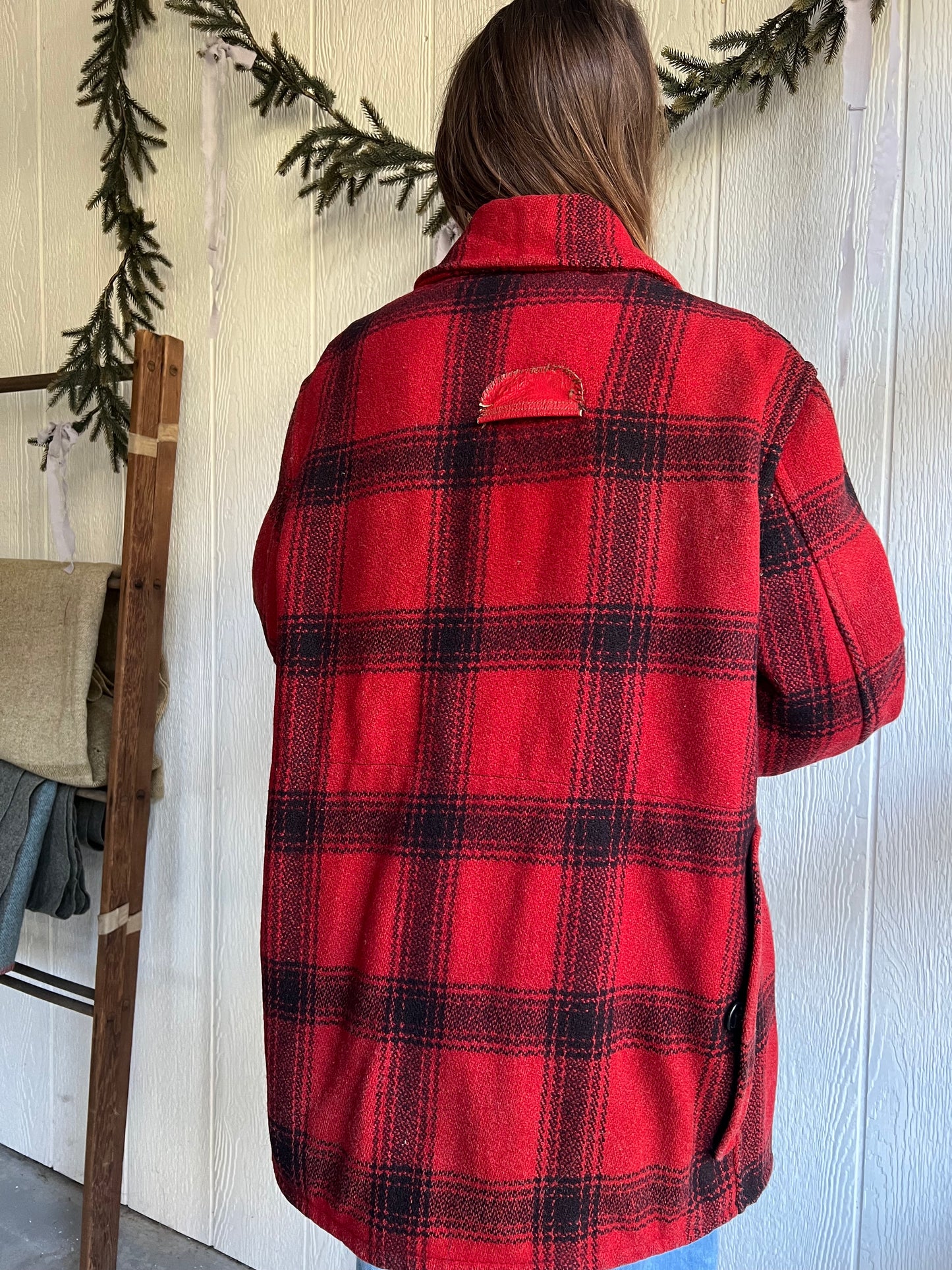 Vintage Red Wool Plaid Jacket