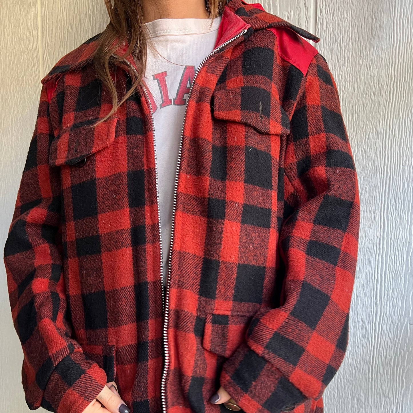 Reversible Red and Black Checker Jacket