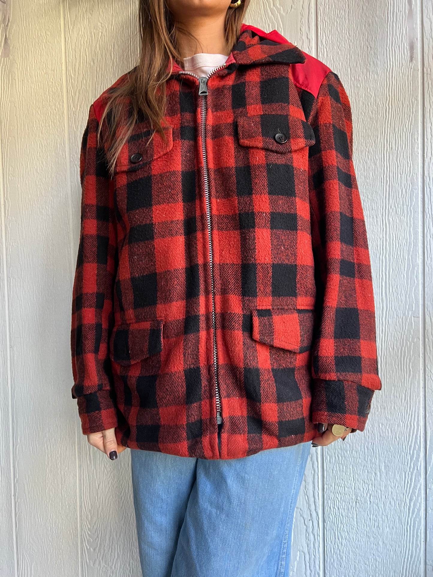 Reversible Red and Black Checker Jacket