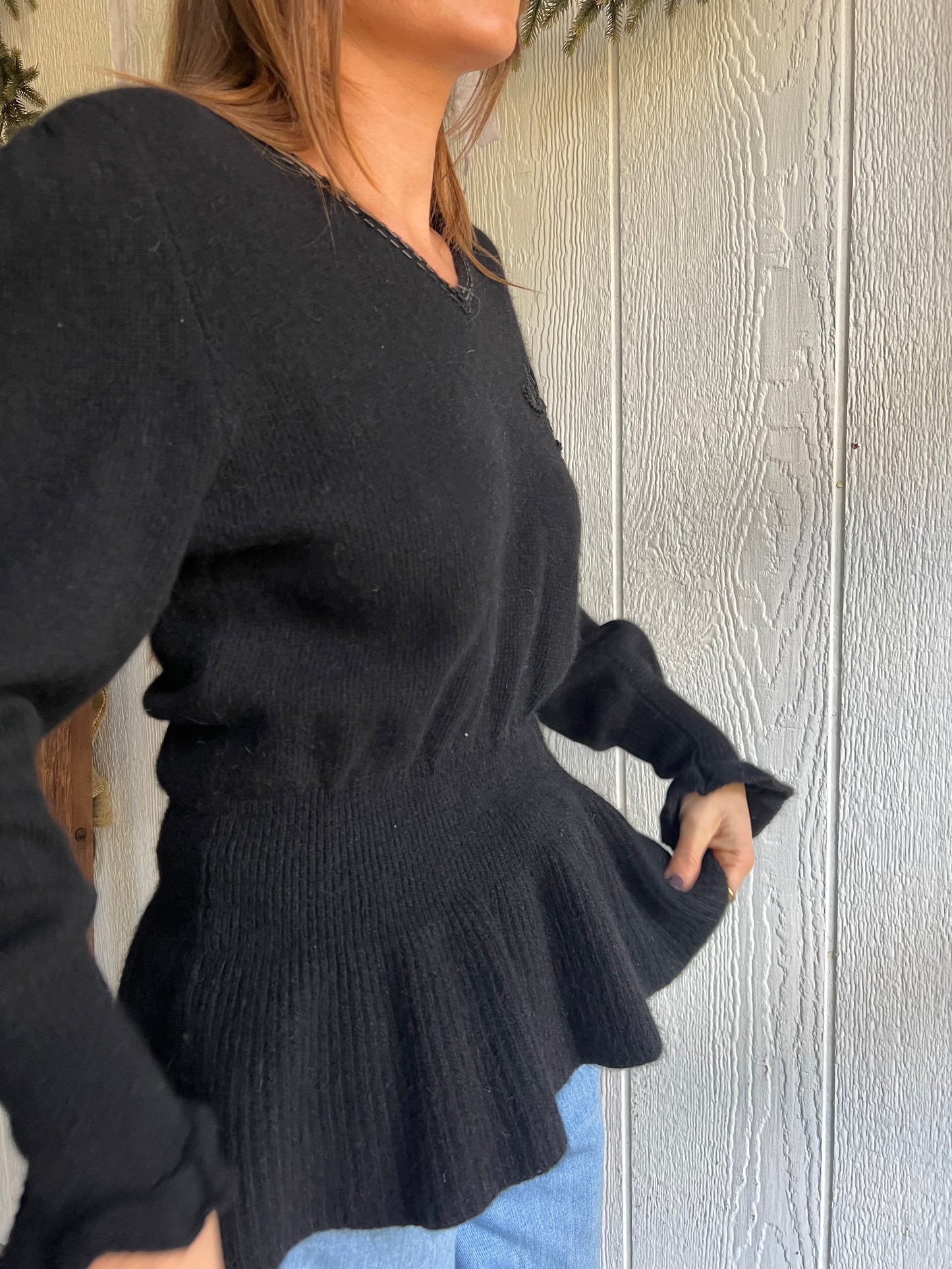 Black Angora Wool Sweater