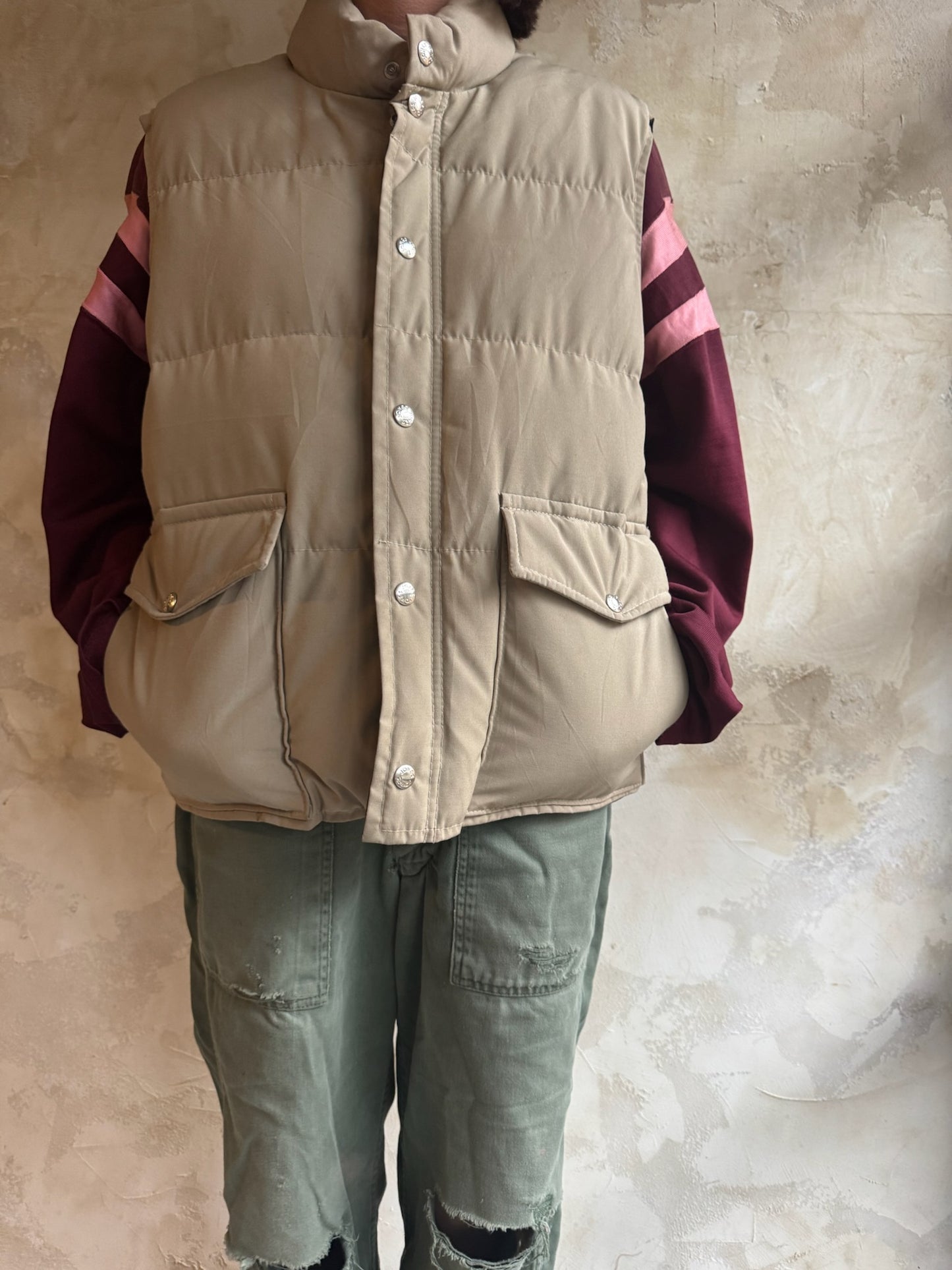 Beige Down Puffer Vest