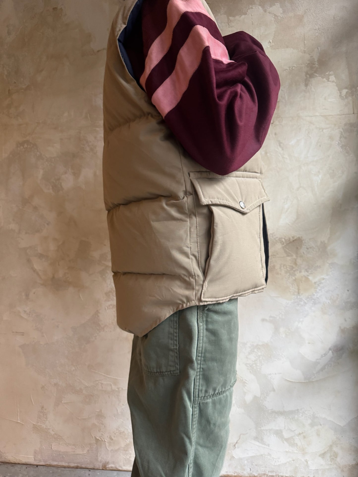 Beige Down Puffer Vest