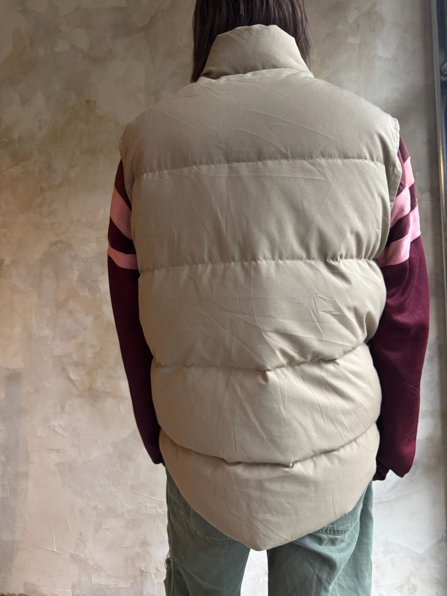 Beige Down Puffer Vest