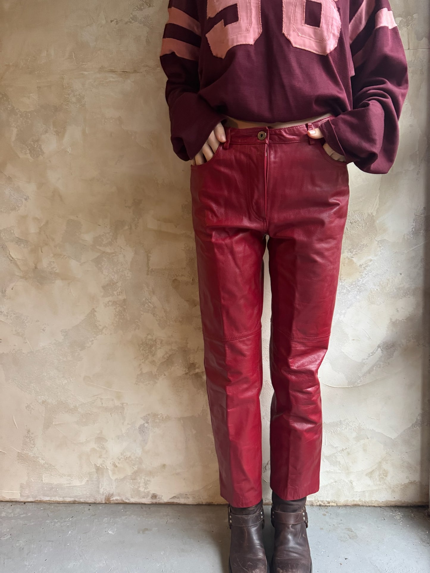 Danier Red Leather Pants