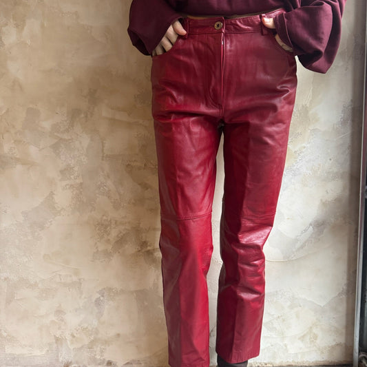 Danier Red Leather Pants