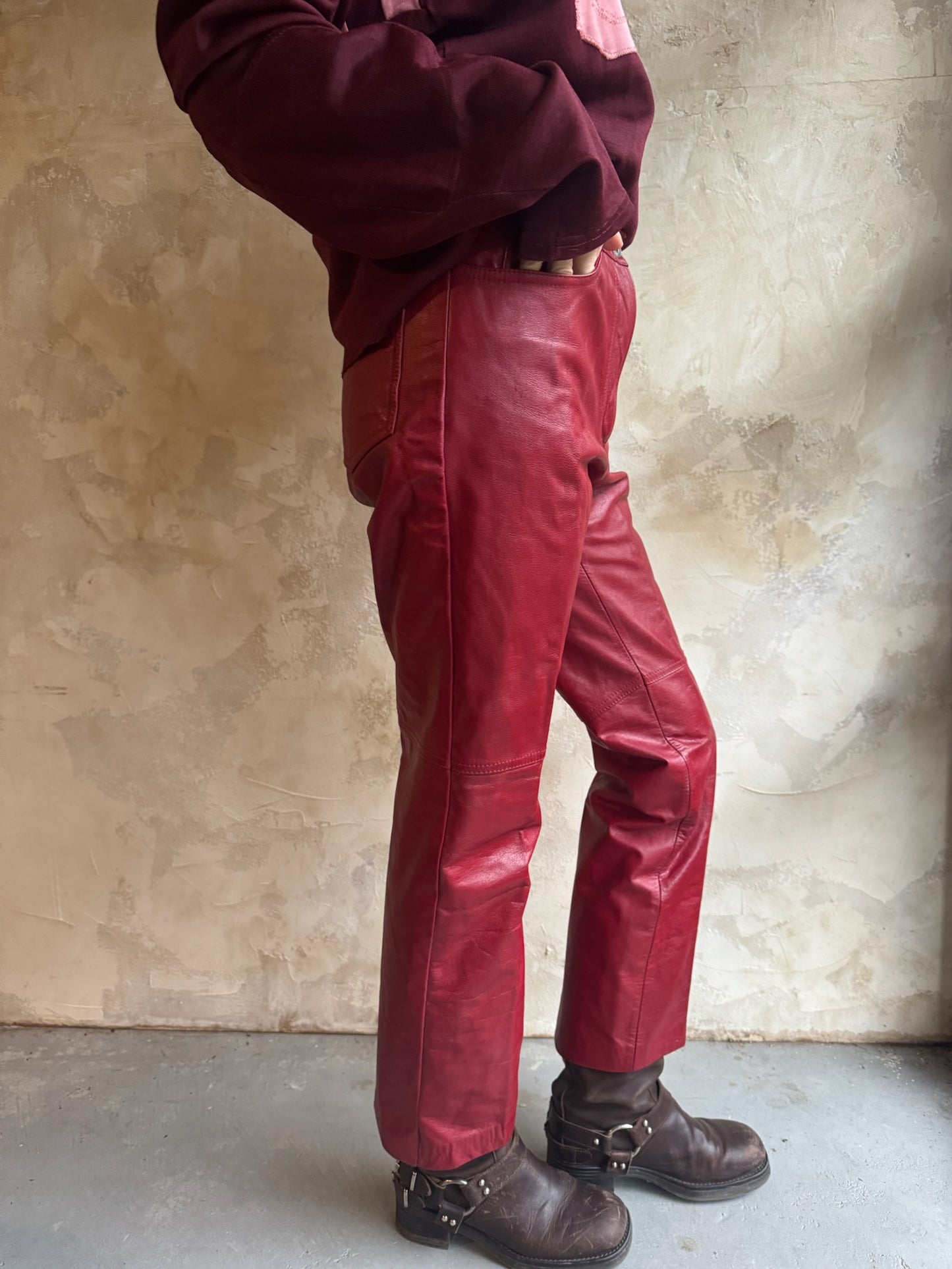 Danier Red Leather Pants