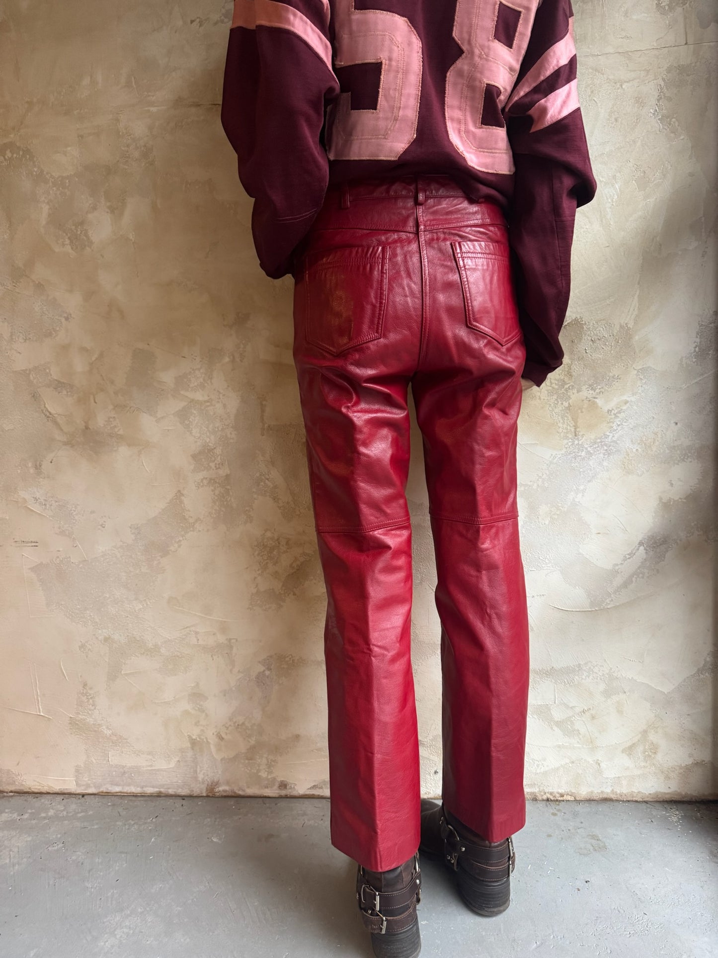 Danier Red Leather Pants