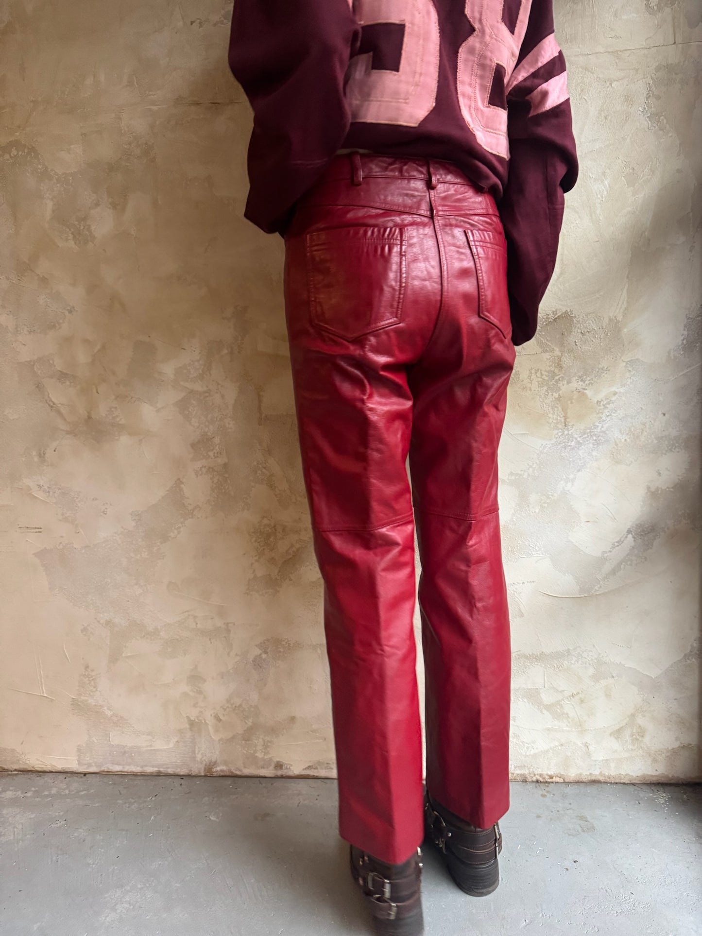 Danier Red Leather Pants