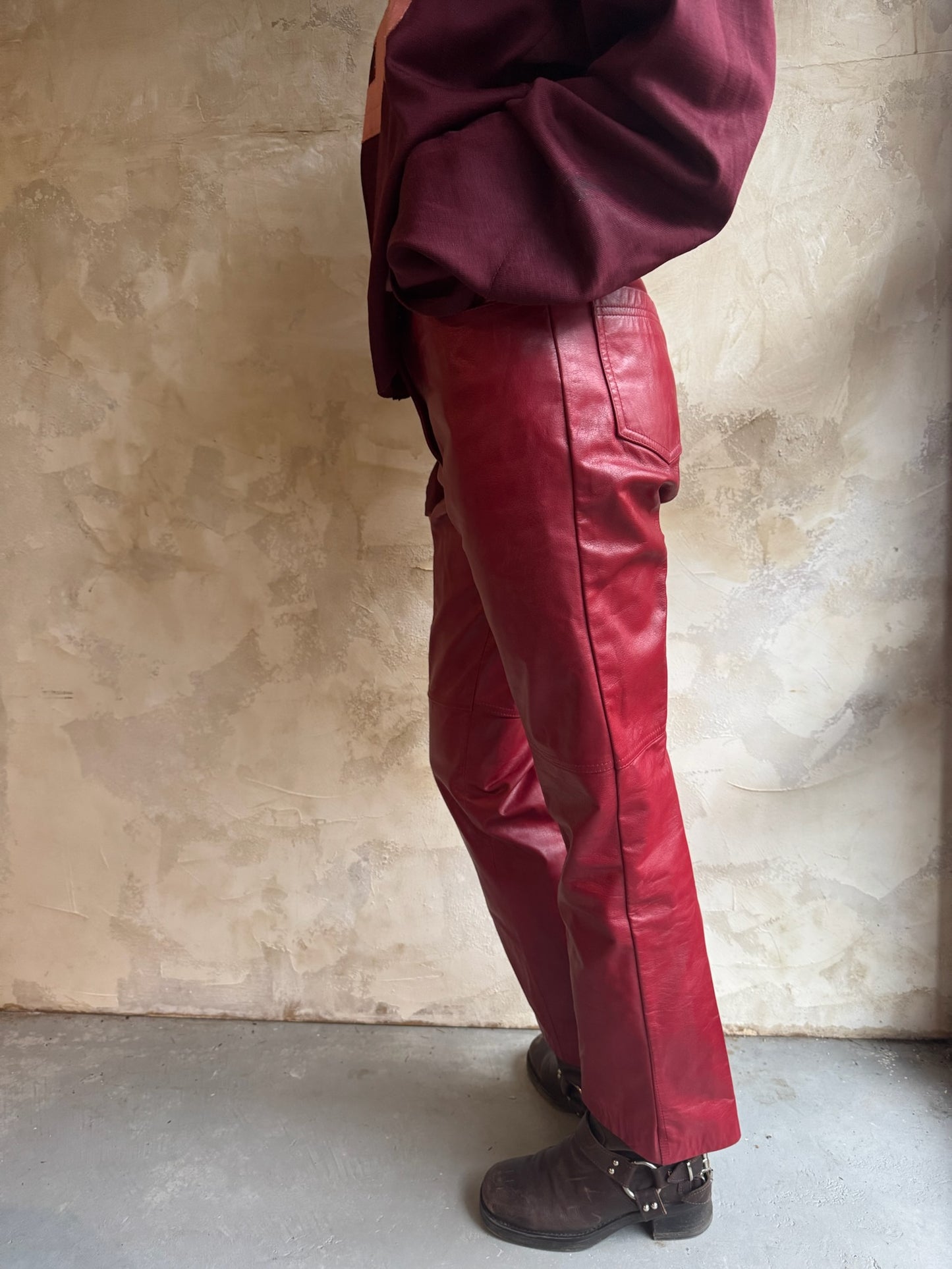 Danier Red Leather Pants