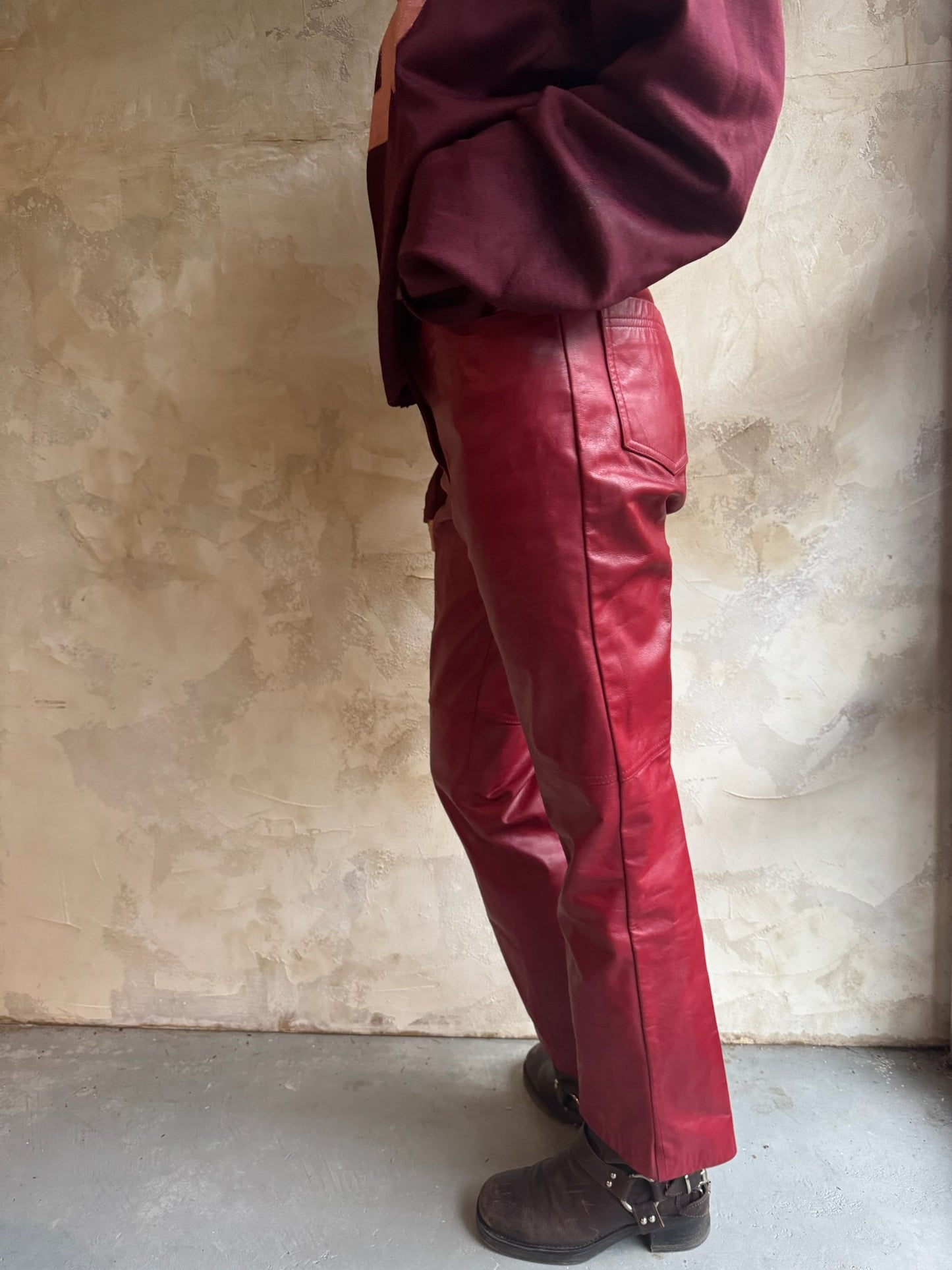 Danier Red Leather Pants