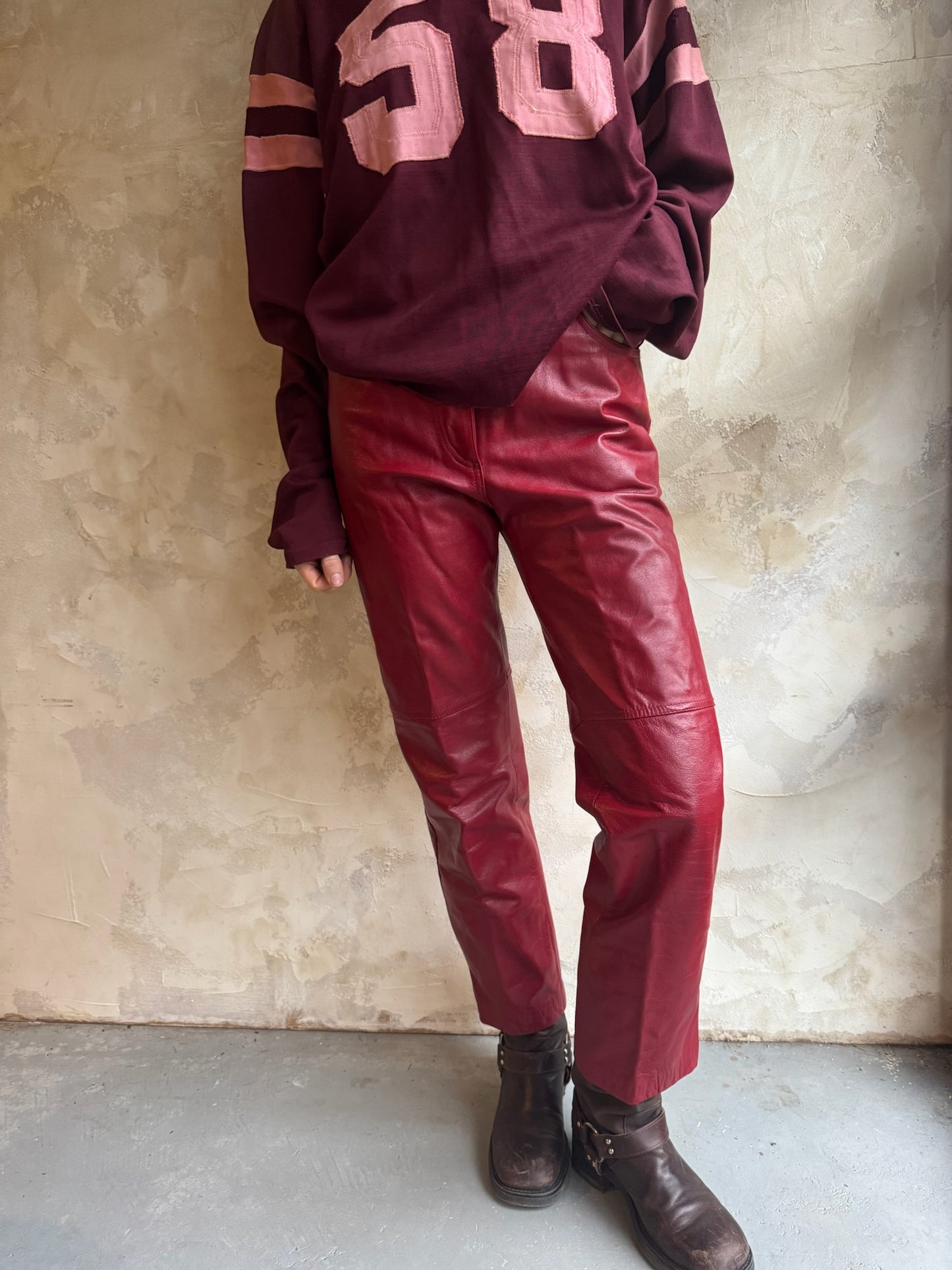 Danier Red Leather Pants