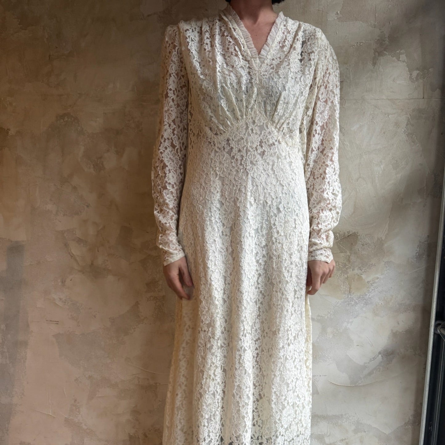 Long Cream Lace Dress