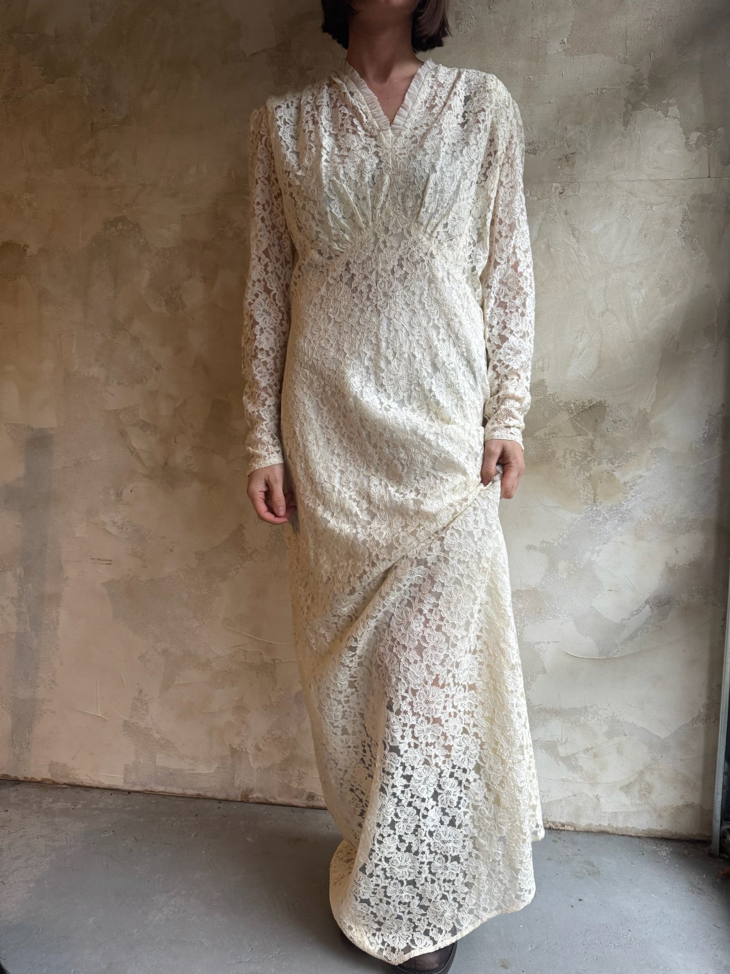 Long Cream Lace Dress