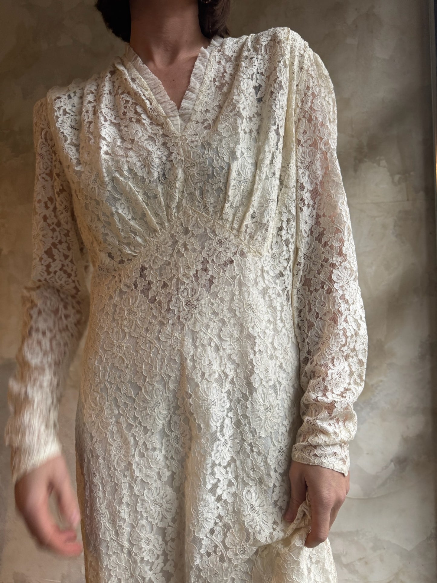 Long Cream Lace Dress