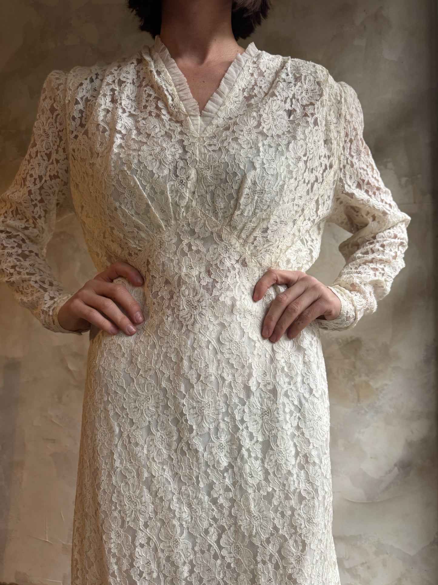 Long Cream Lace Dress