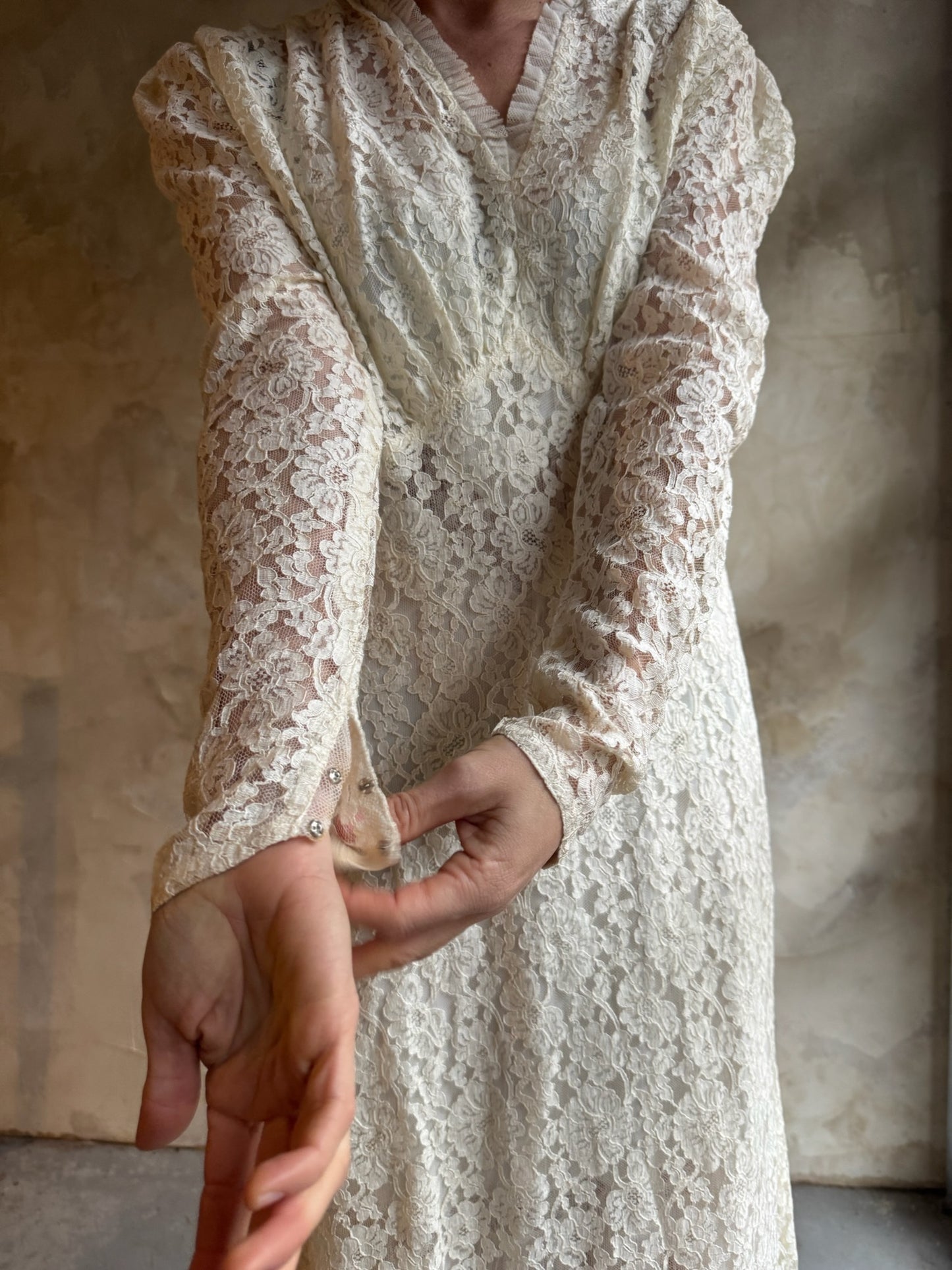 Long Cream Lace Dress