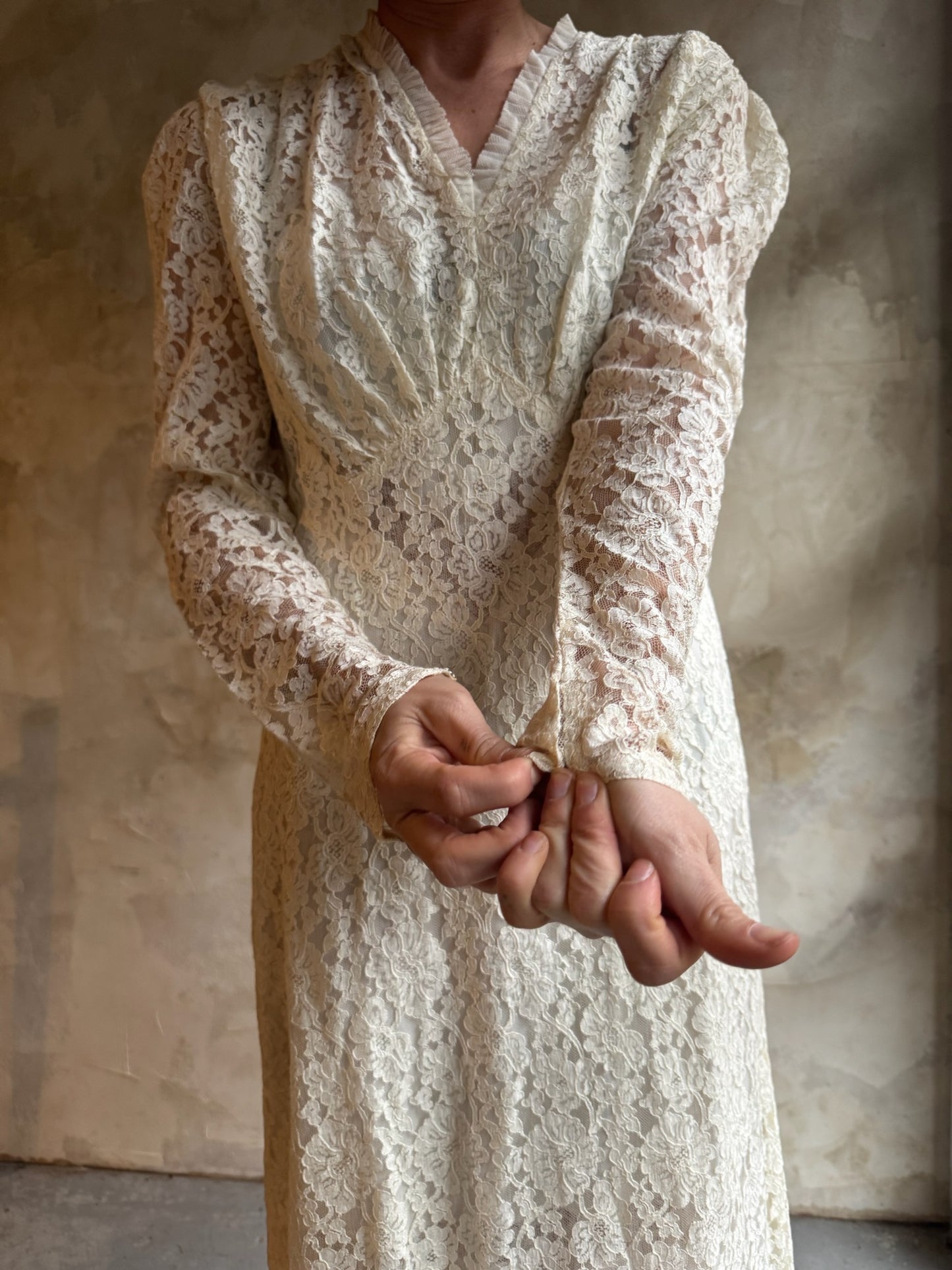 Long Cream Lace Dress