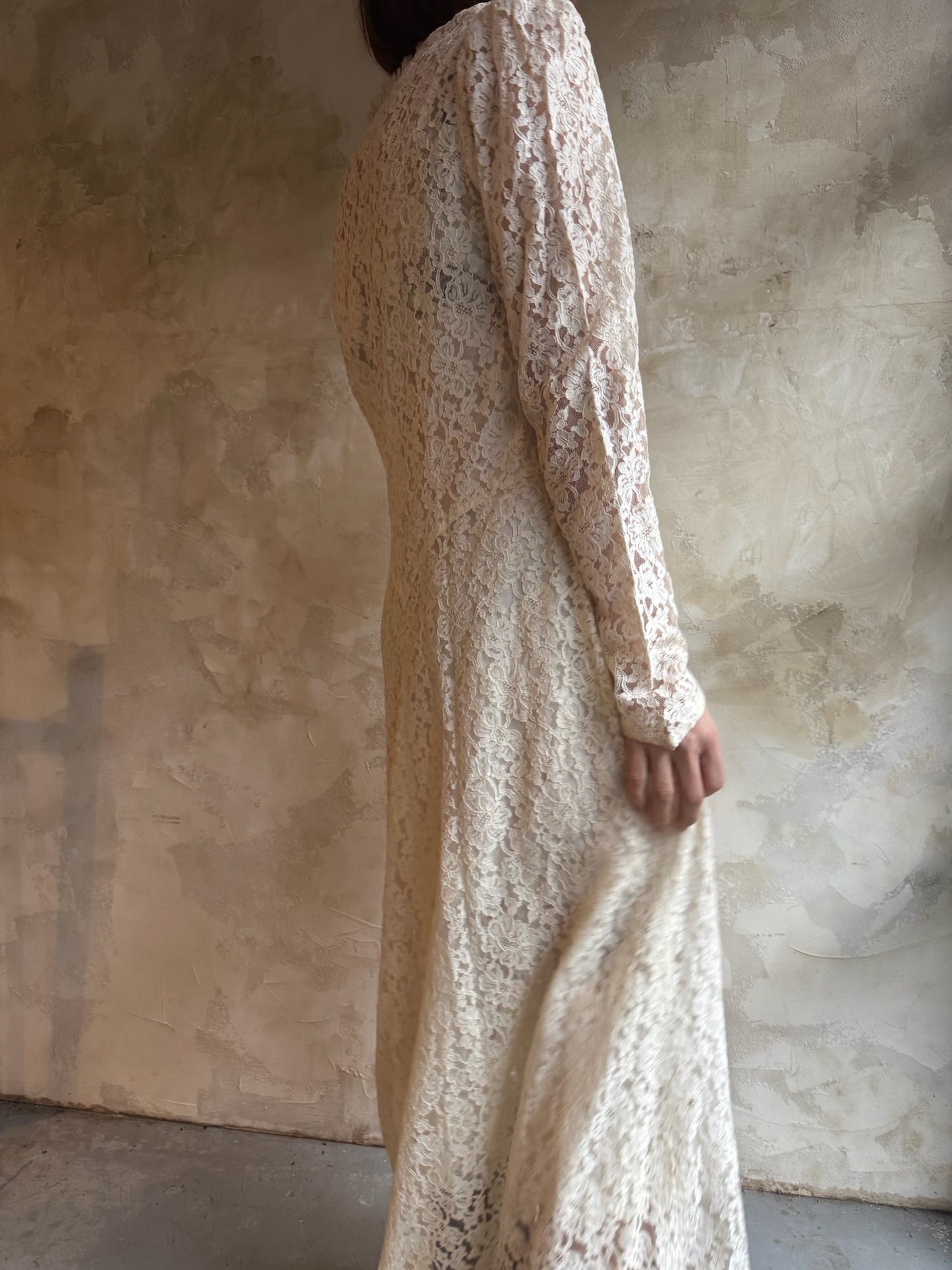 Long Cream Lace Dress