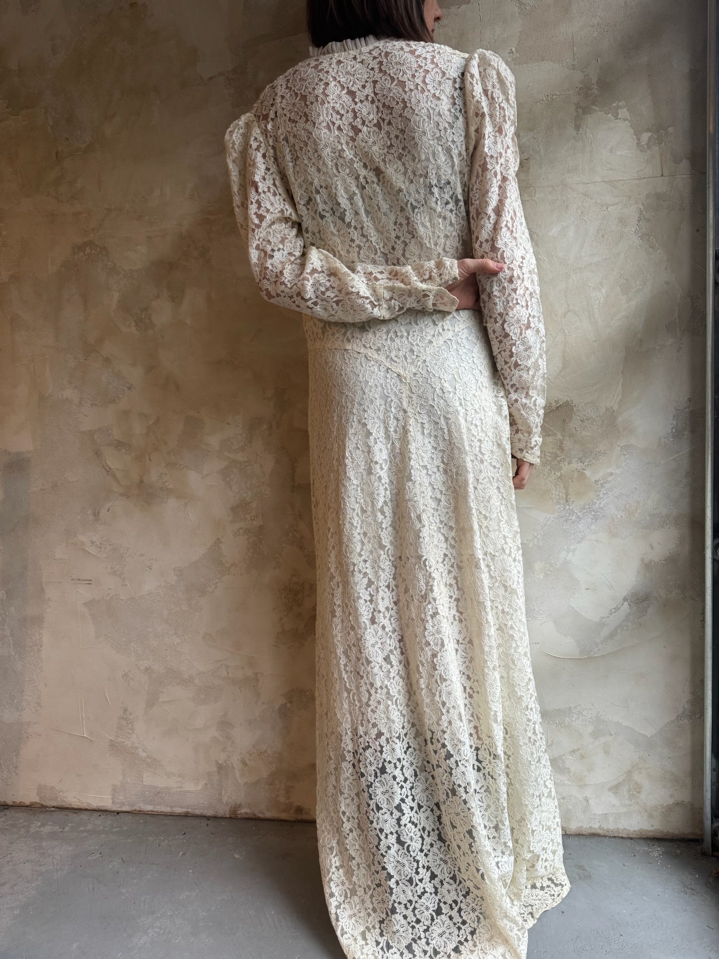 Long Cream Lace Dress