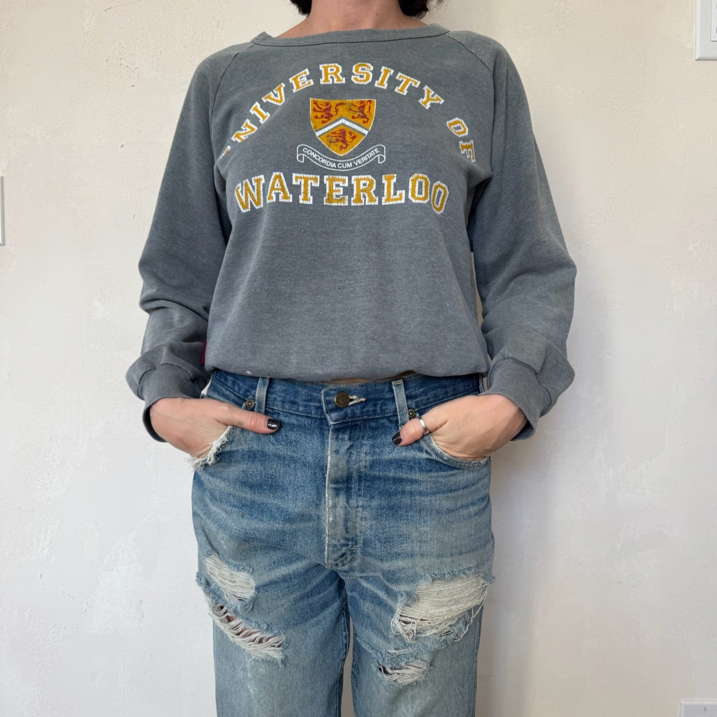 Faded Grey University of Waterloo Crewneck