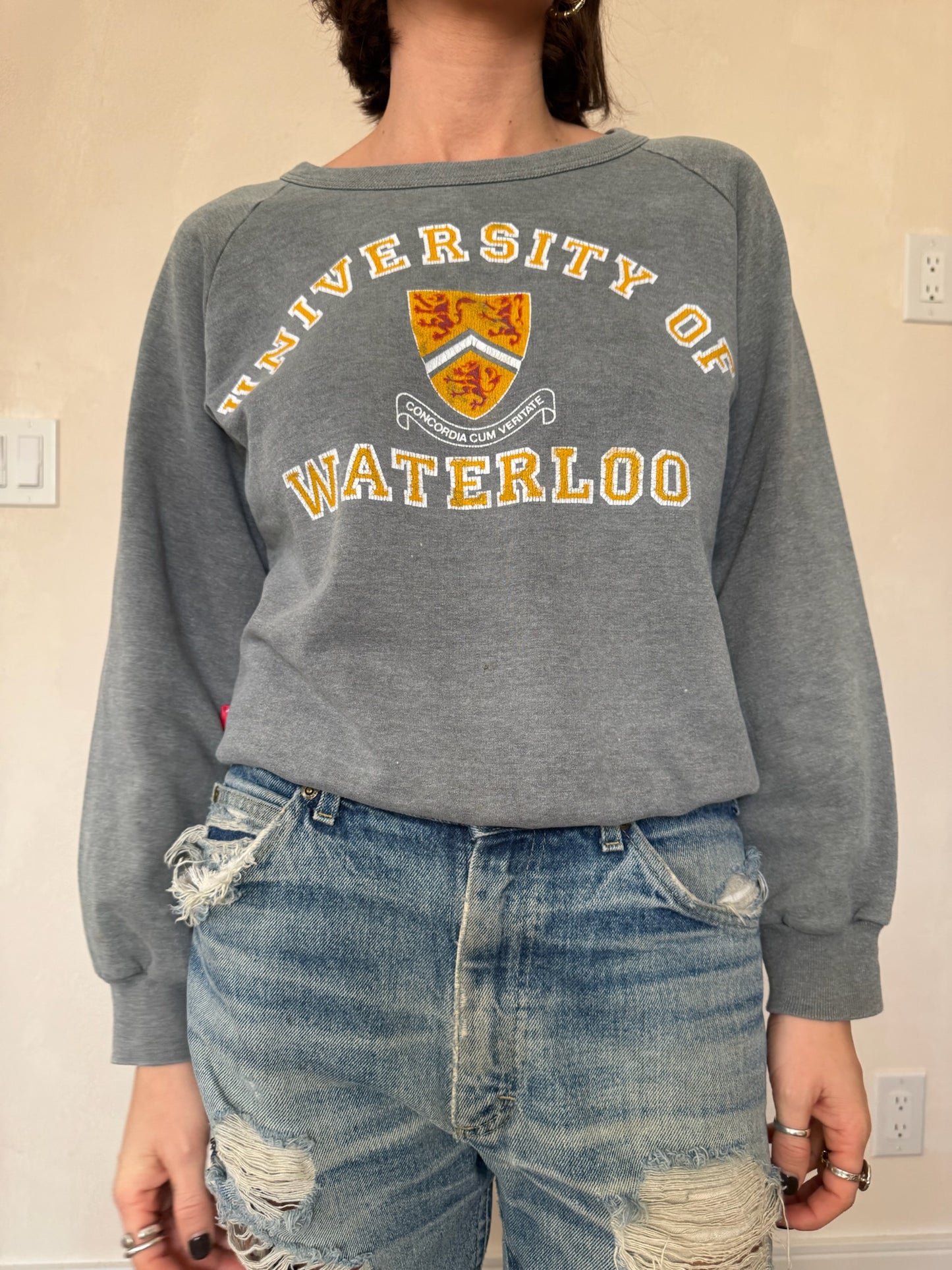 Faded Grey University of Waterloo Crewneck