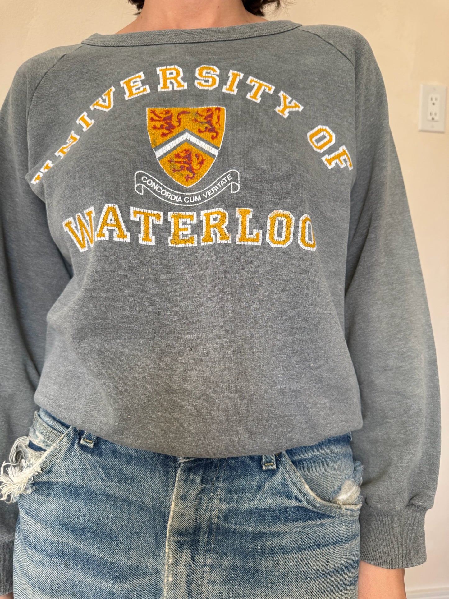 Faded Grey University of Waterloo Crewneck